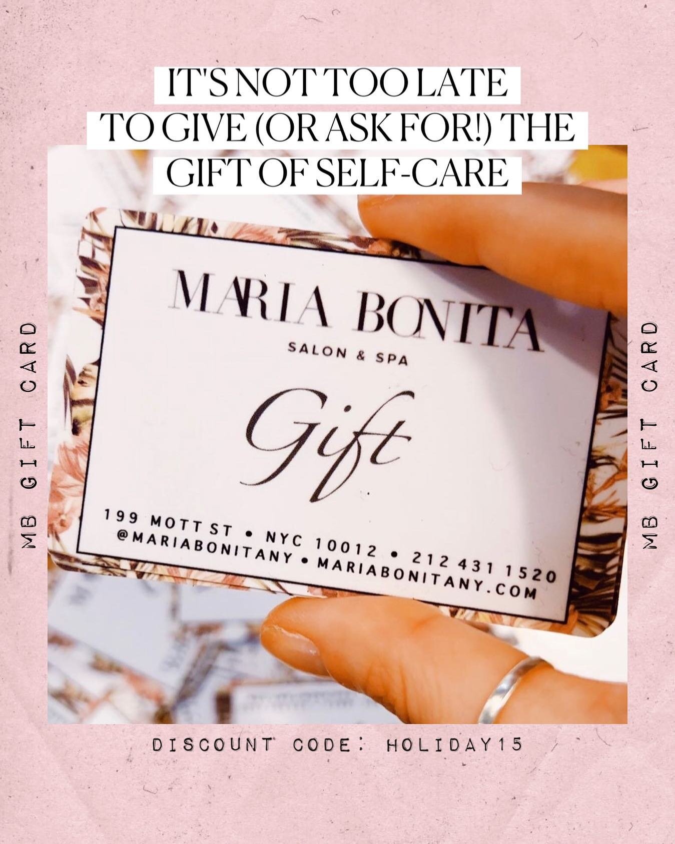 We show love with care and beauty! Get now a gift card for your special person 🤍 #mariabonitany 

#holidayseason 
#giftcard
#beauty 
#selfcare
#nyc
#spa 
#soho
