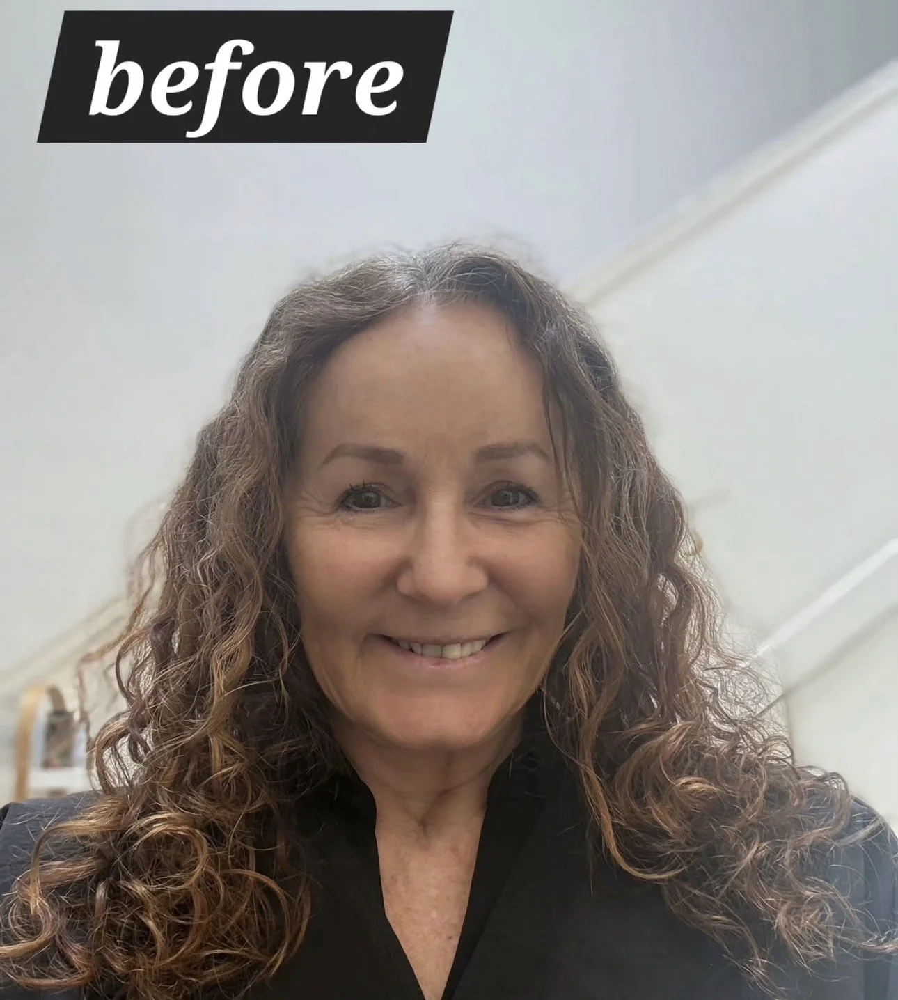 The BEFORE of client’s uneven outgrow and fading of previous permanent color allowing the grey pattern to emerge.
