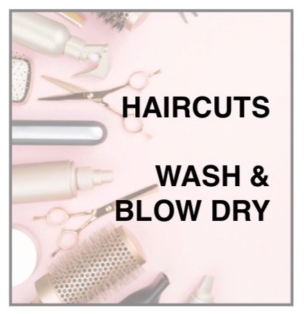 haircuts and wash & blowdry menu block