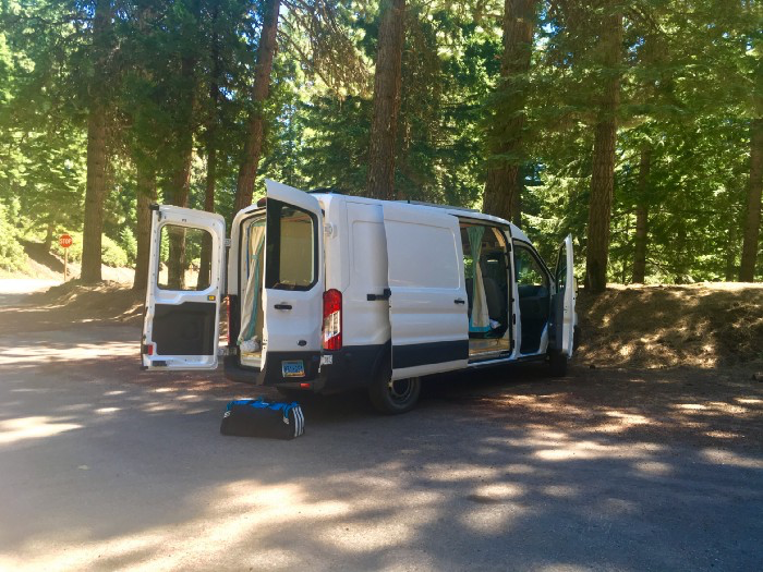 We opened up the whole van at Tubb Spring so we could cook and reorganize.