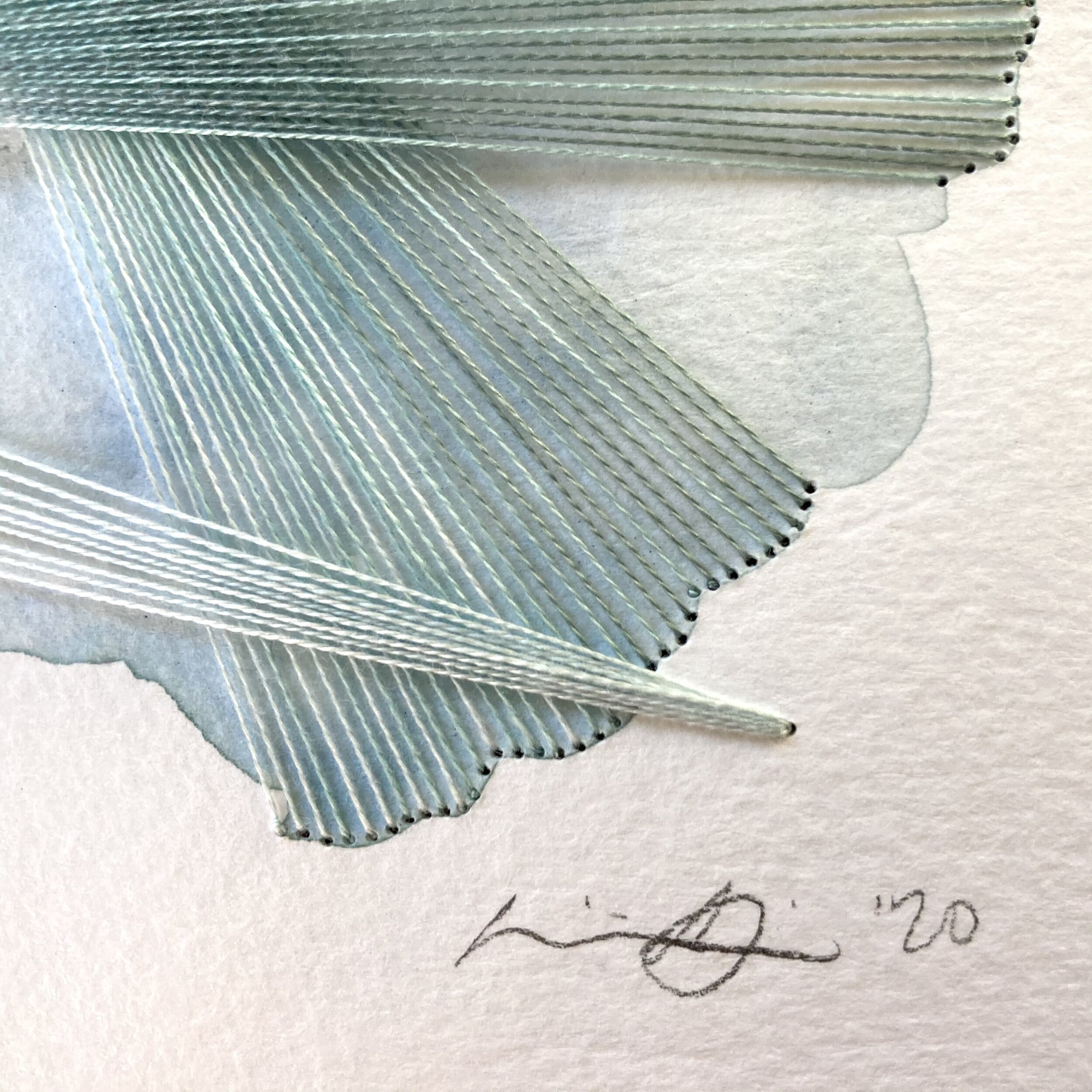 Watercolor and Embroidery in Aquamarine--detail 3
