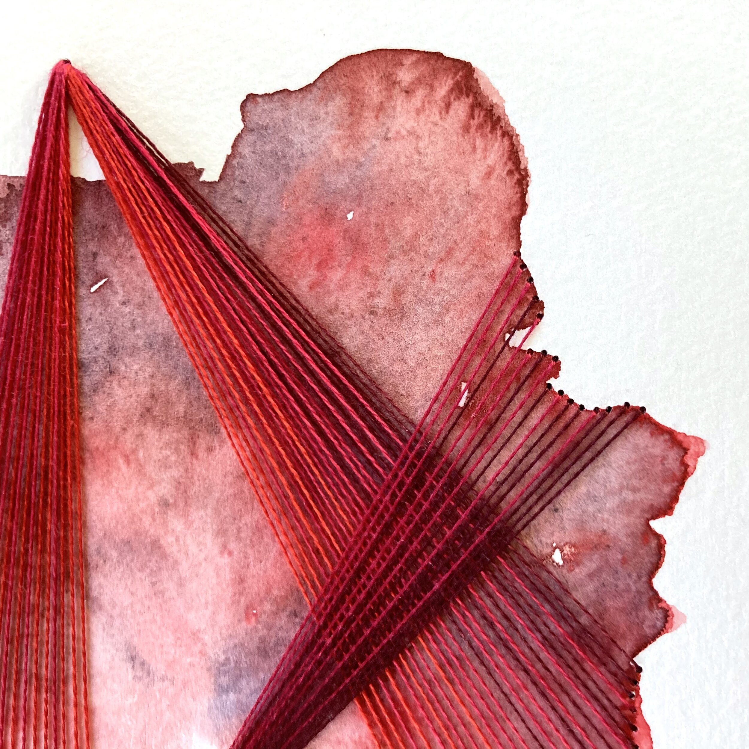 Watercolor and Embroidery in Garnet--detail 1