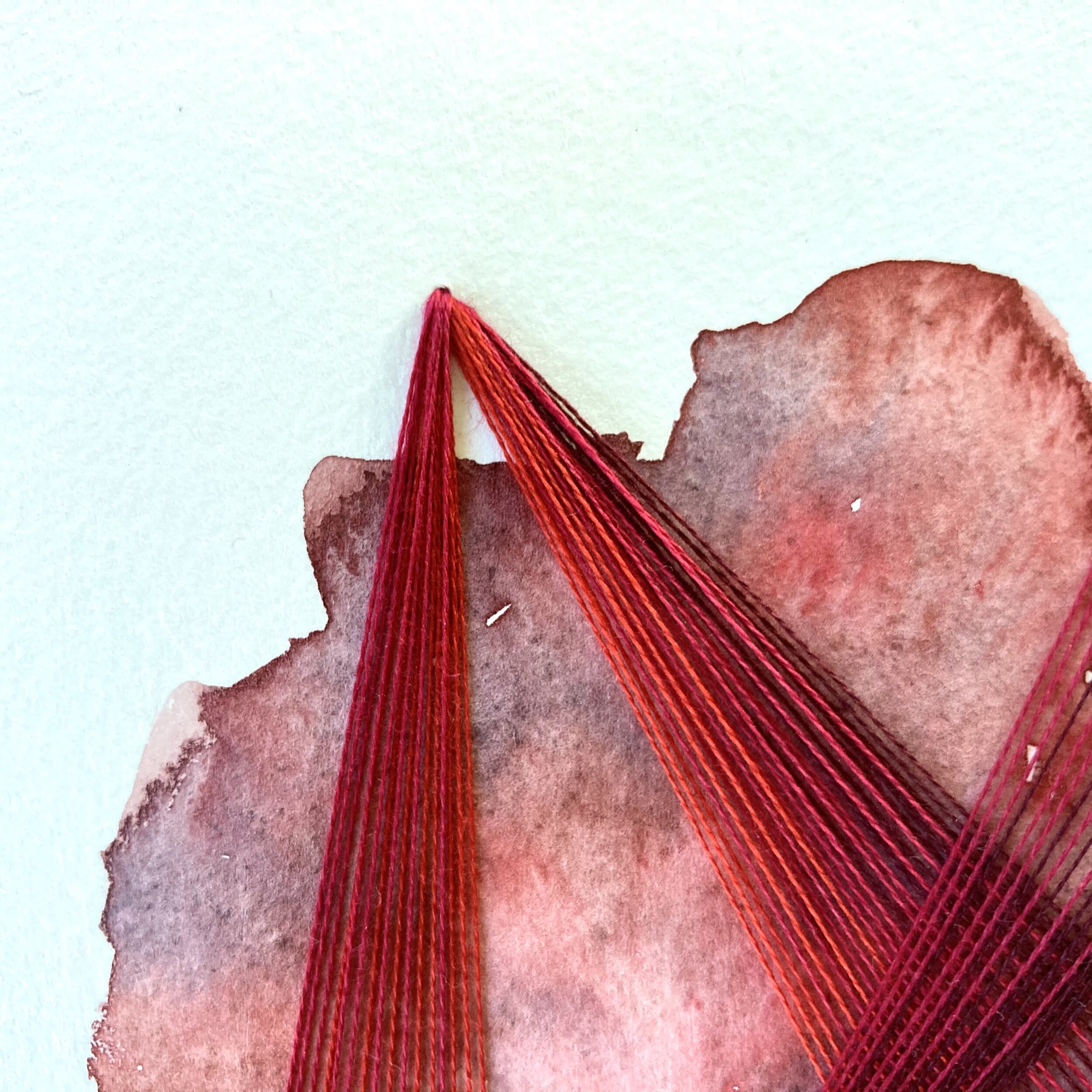 Watercolor and Embroidery in Garnet--detail 2