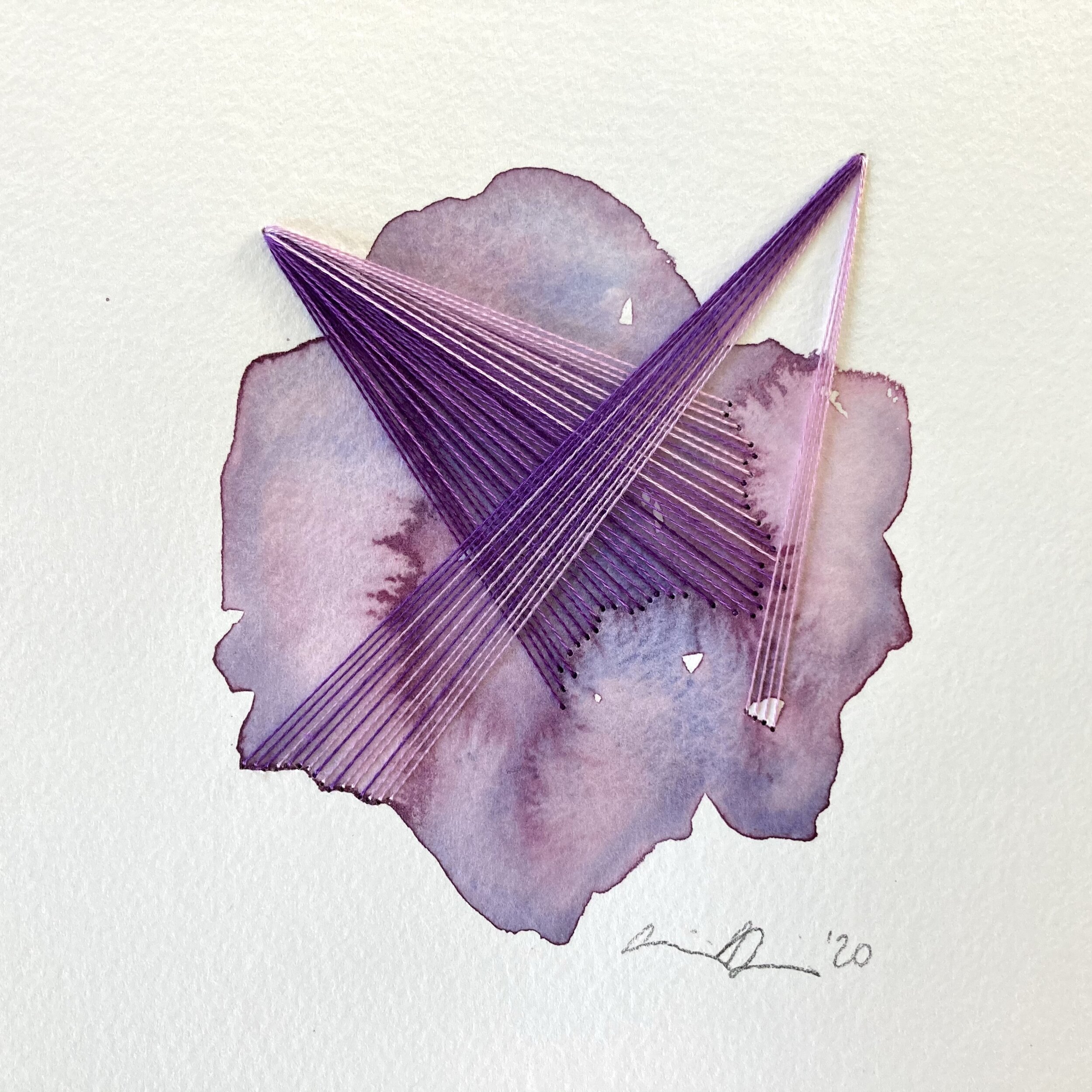 Watercolor and Embroidery in Amethyst