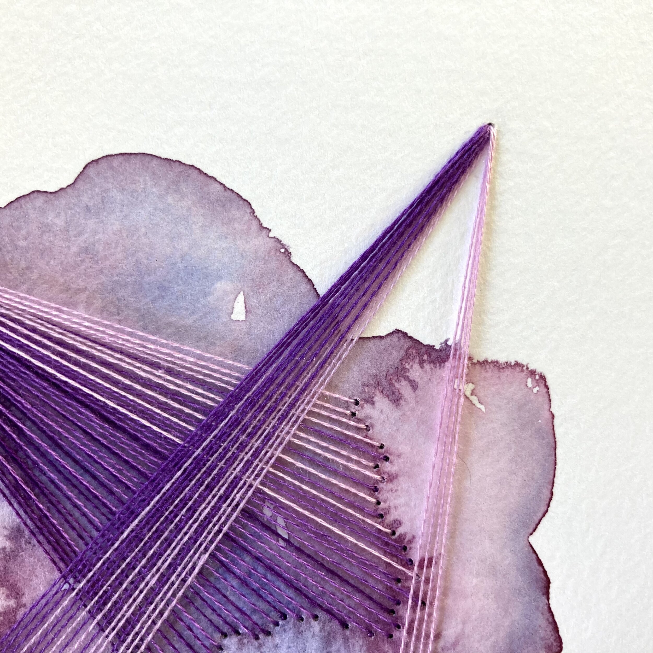 Watercolor and Embroidery in Amethyst--detail 1