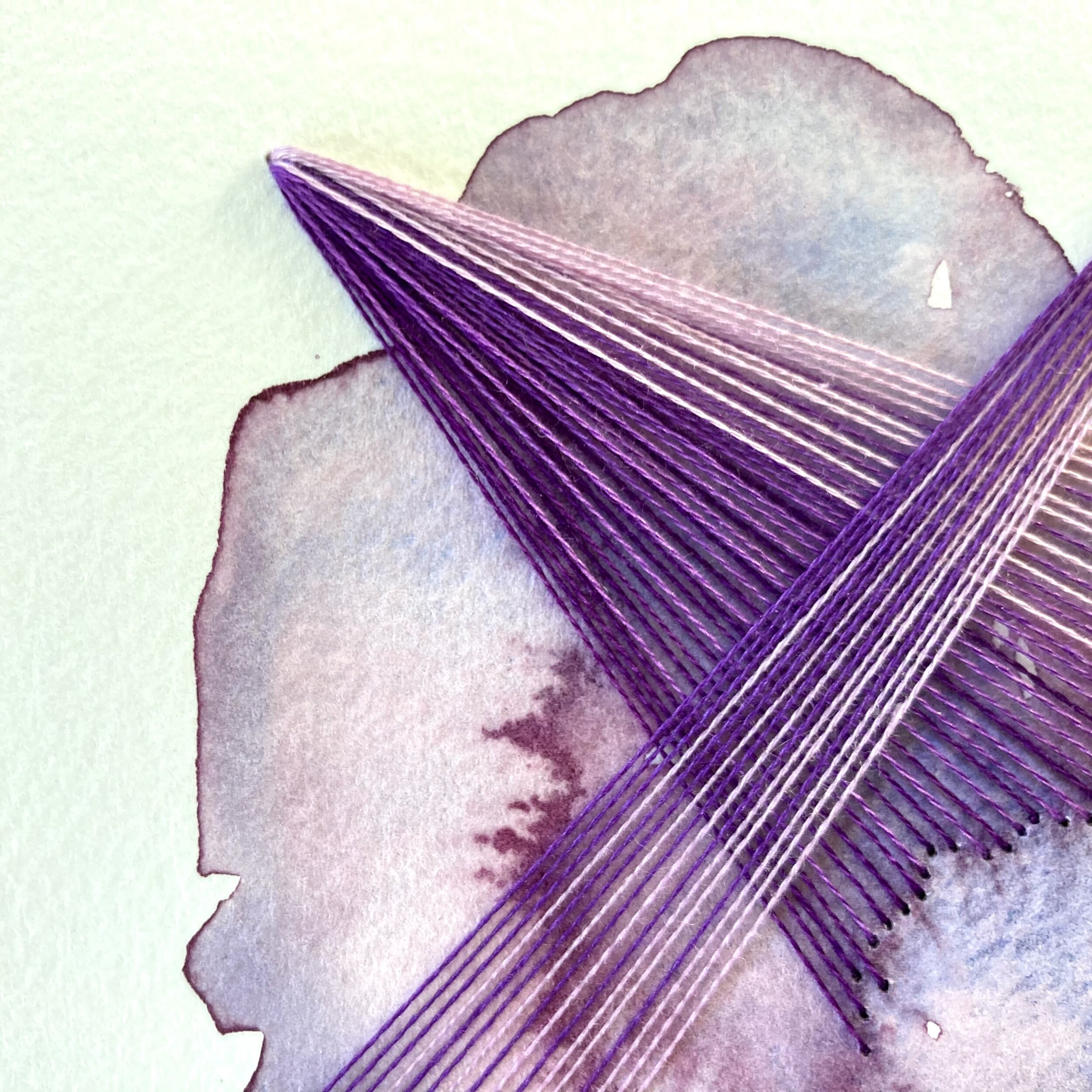 Watercolor and Embroidery in Amethyst--detail 2