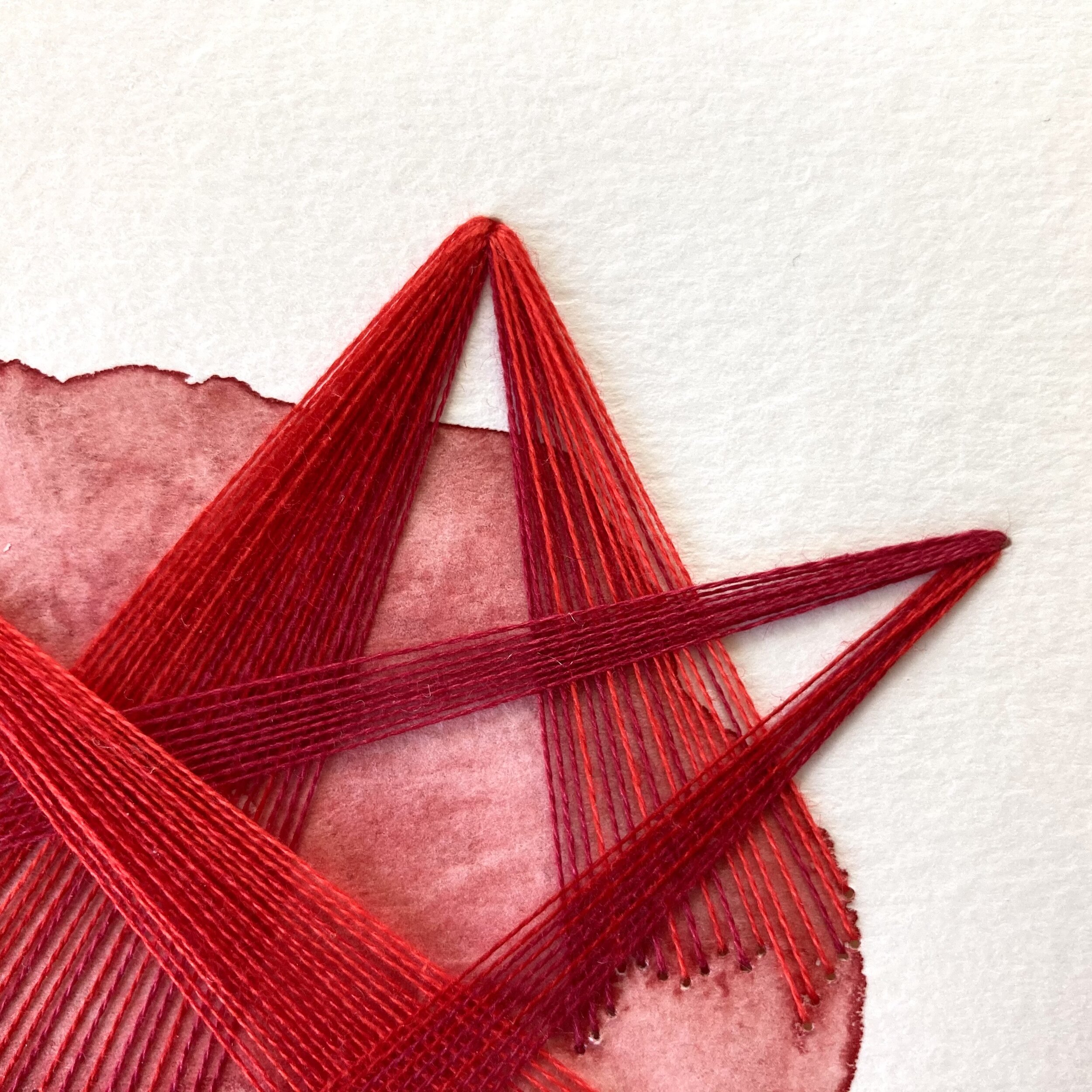 Watercolor and Embroidery in Ruby--detail 1