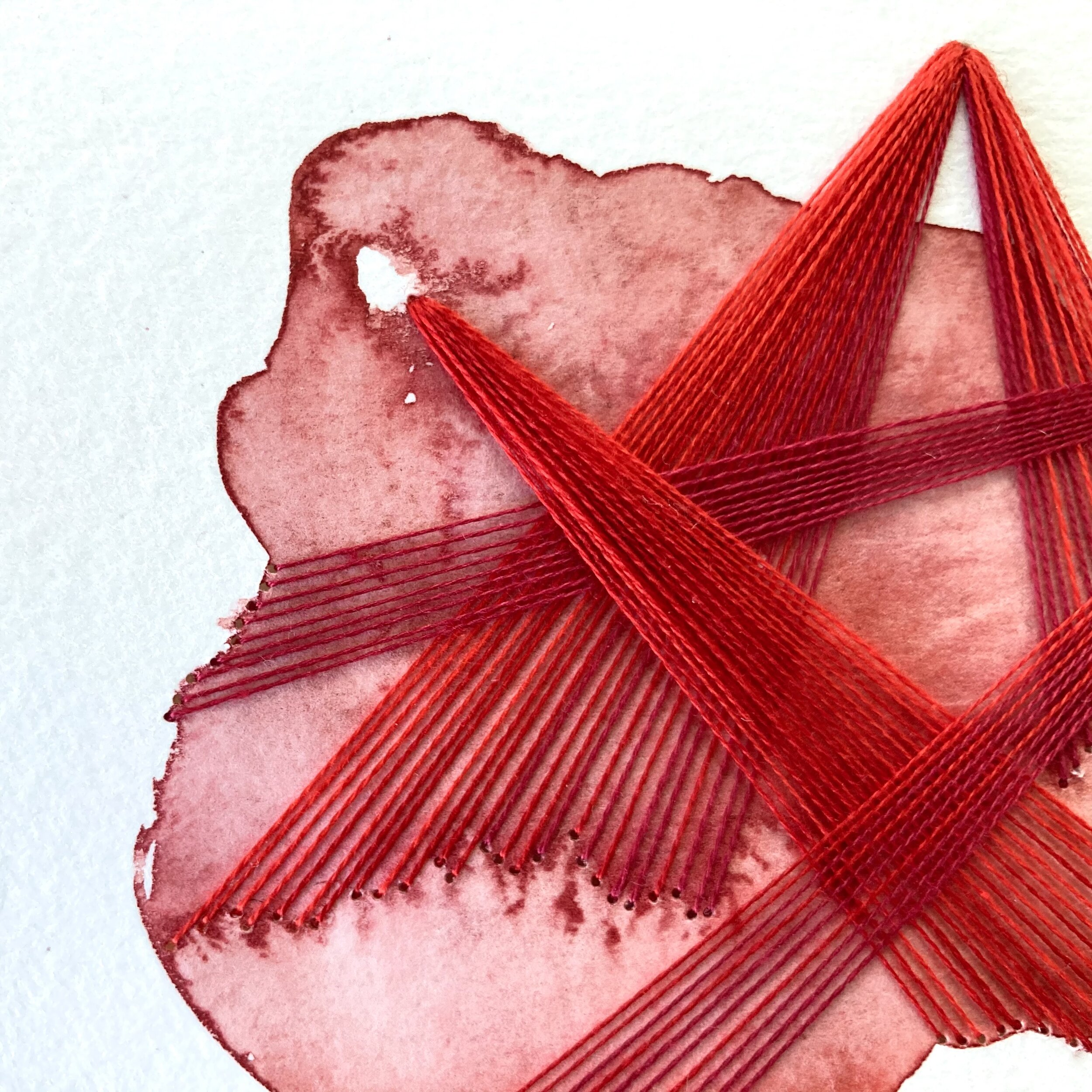 Watercolor and Embroidery in Ruby--detail 2