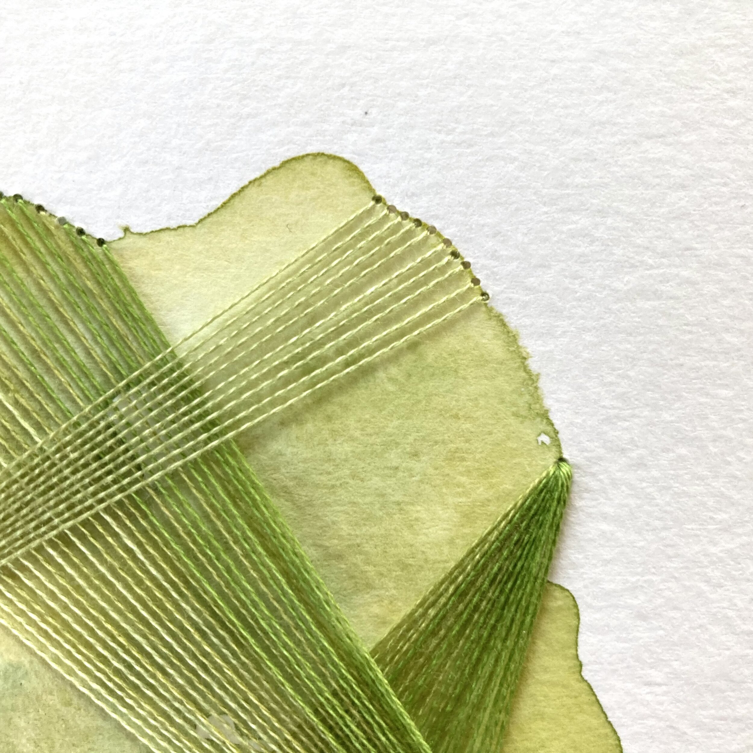 Watercolor and Embroidery in Peridot--detail 1