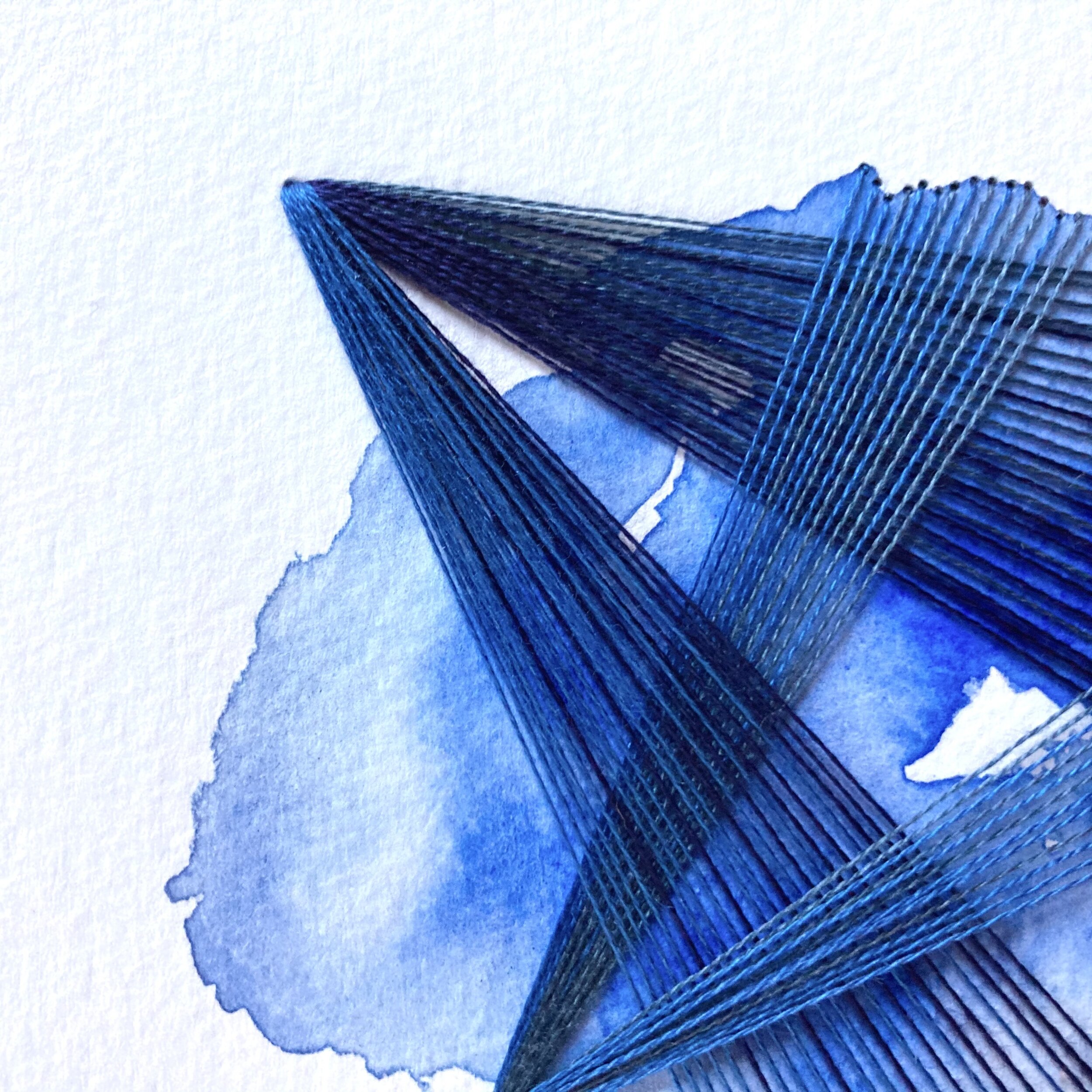 Watercolor and Embroidery in Sapphire--detail 2
