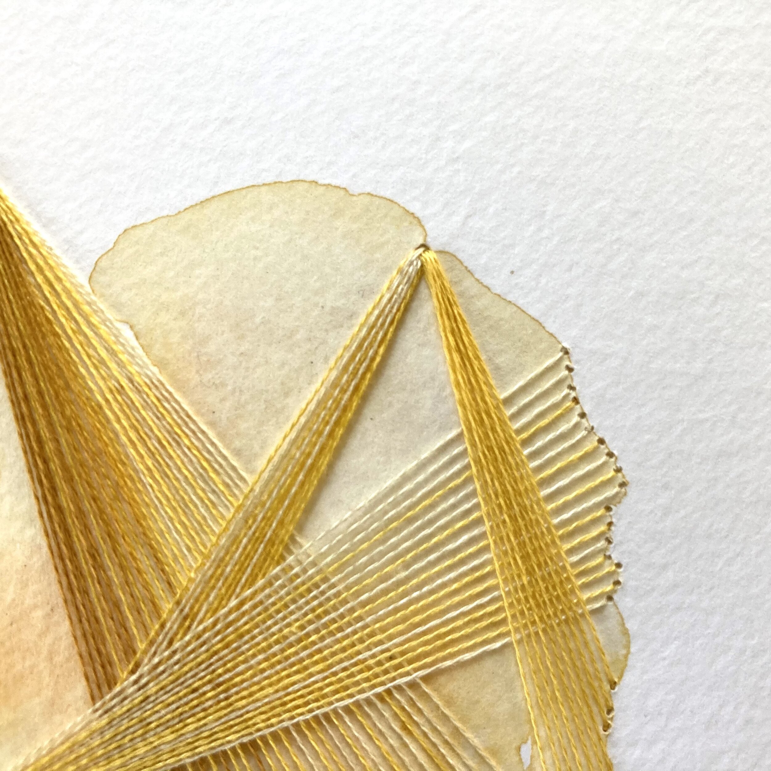 Watercolor and Embroidery in Citrine--detail 1