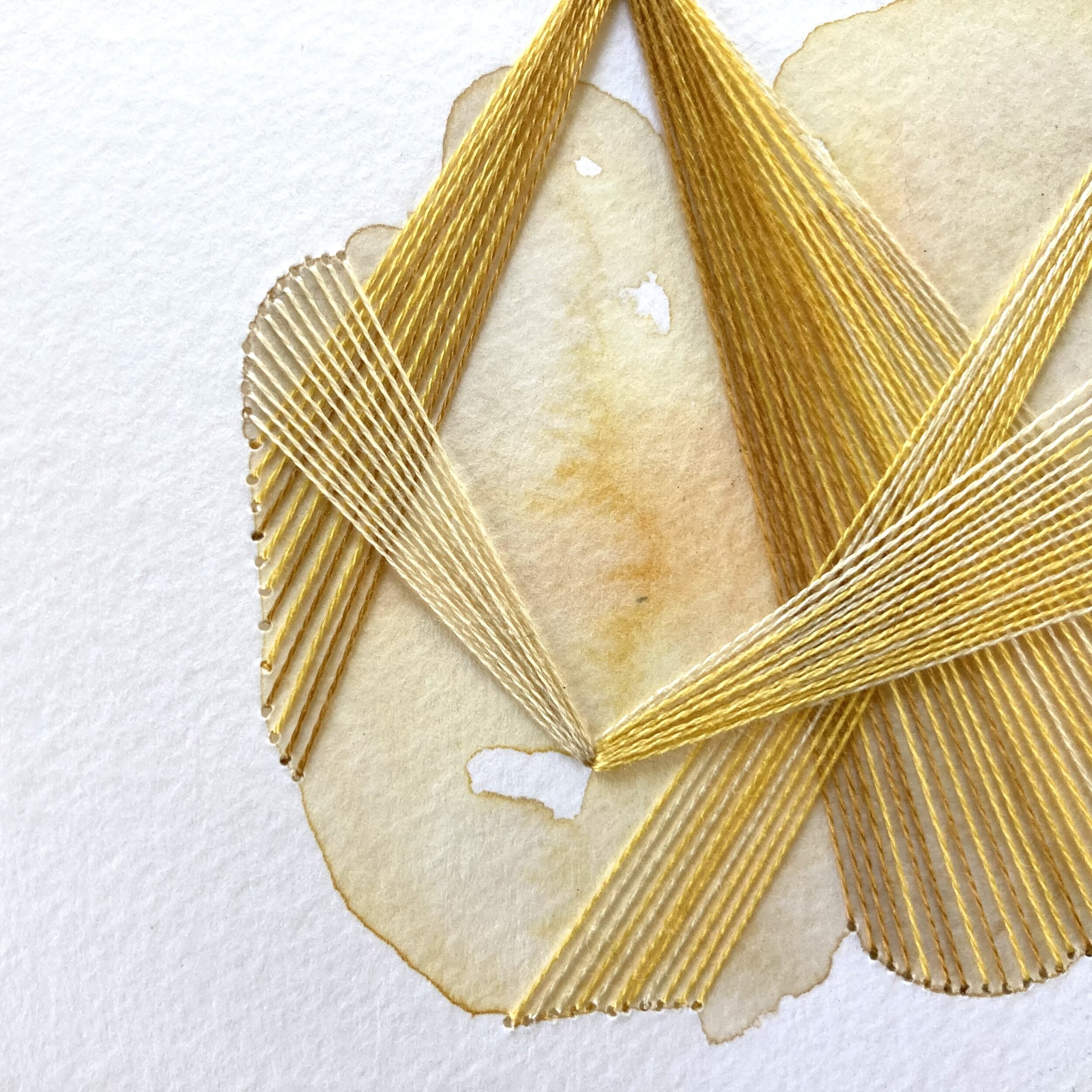 Watercolor and Embroidery in Citrine--detail 2