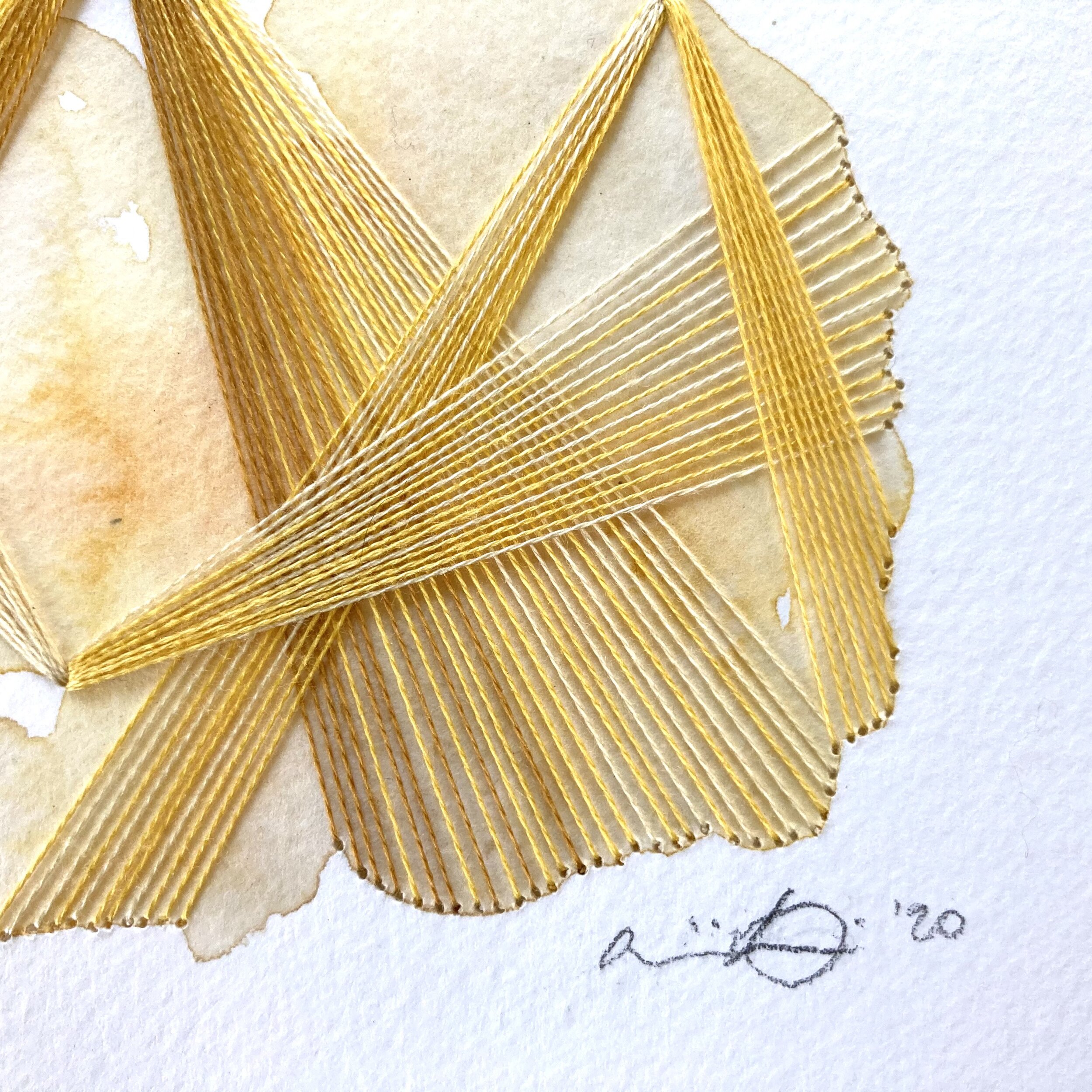 Watercolor and Embroidery in Citrine--detail 3