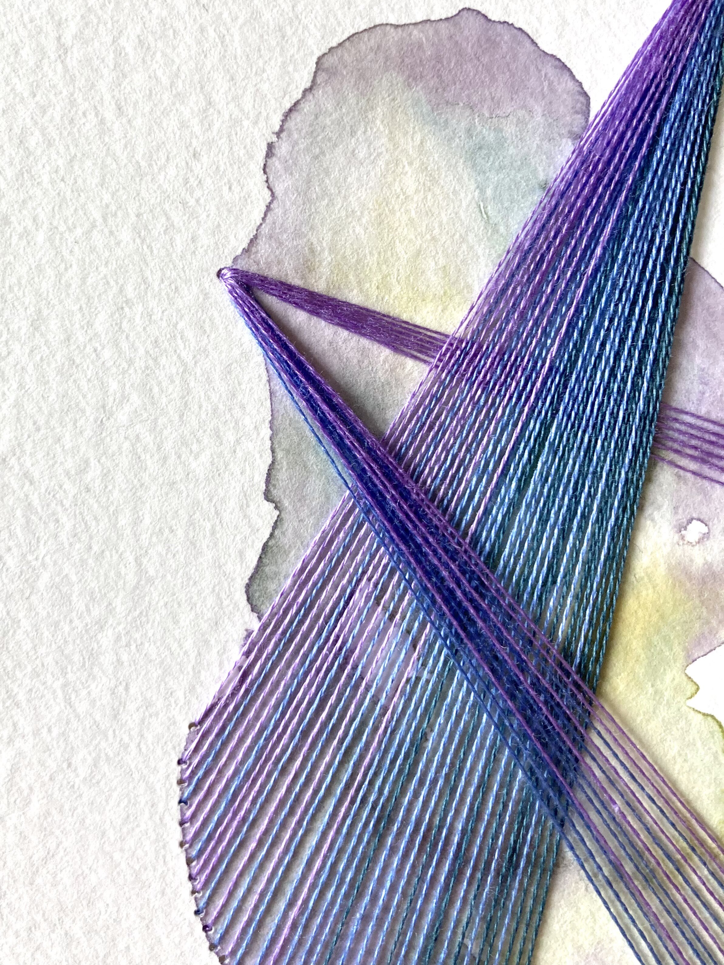 Watercolor and Embroidery in Blueberry--detail 2