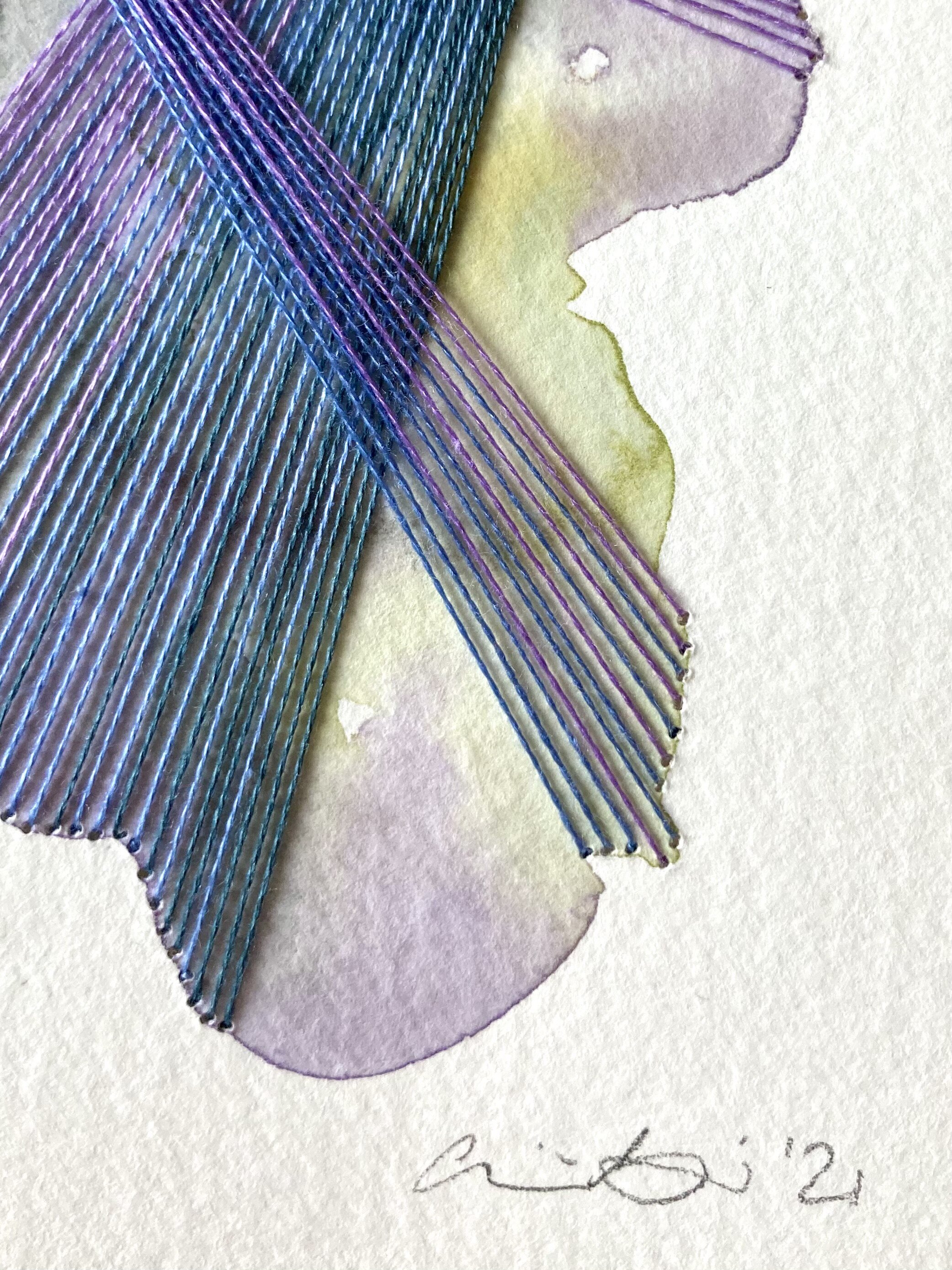 Watercolor and Embroidery in Blueberry--detail 3