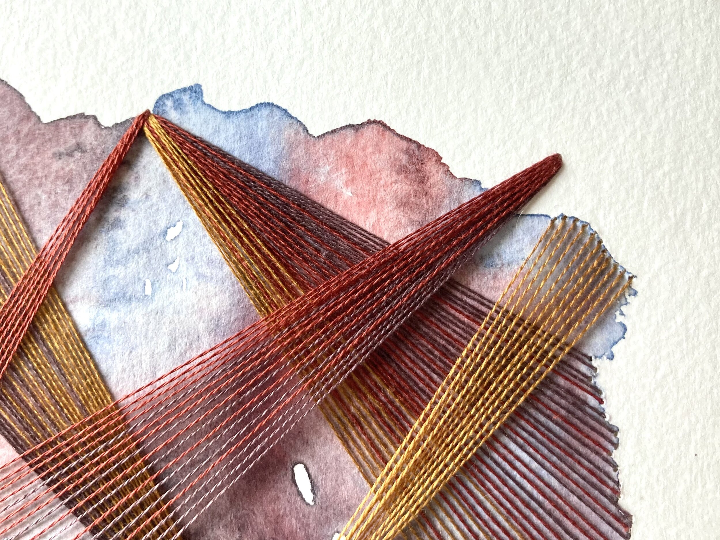 Watercolor and Embroidery in Mercury--detail 1