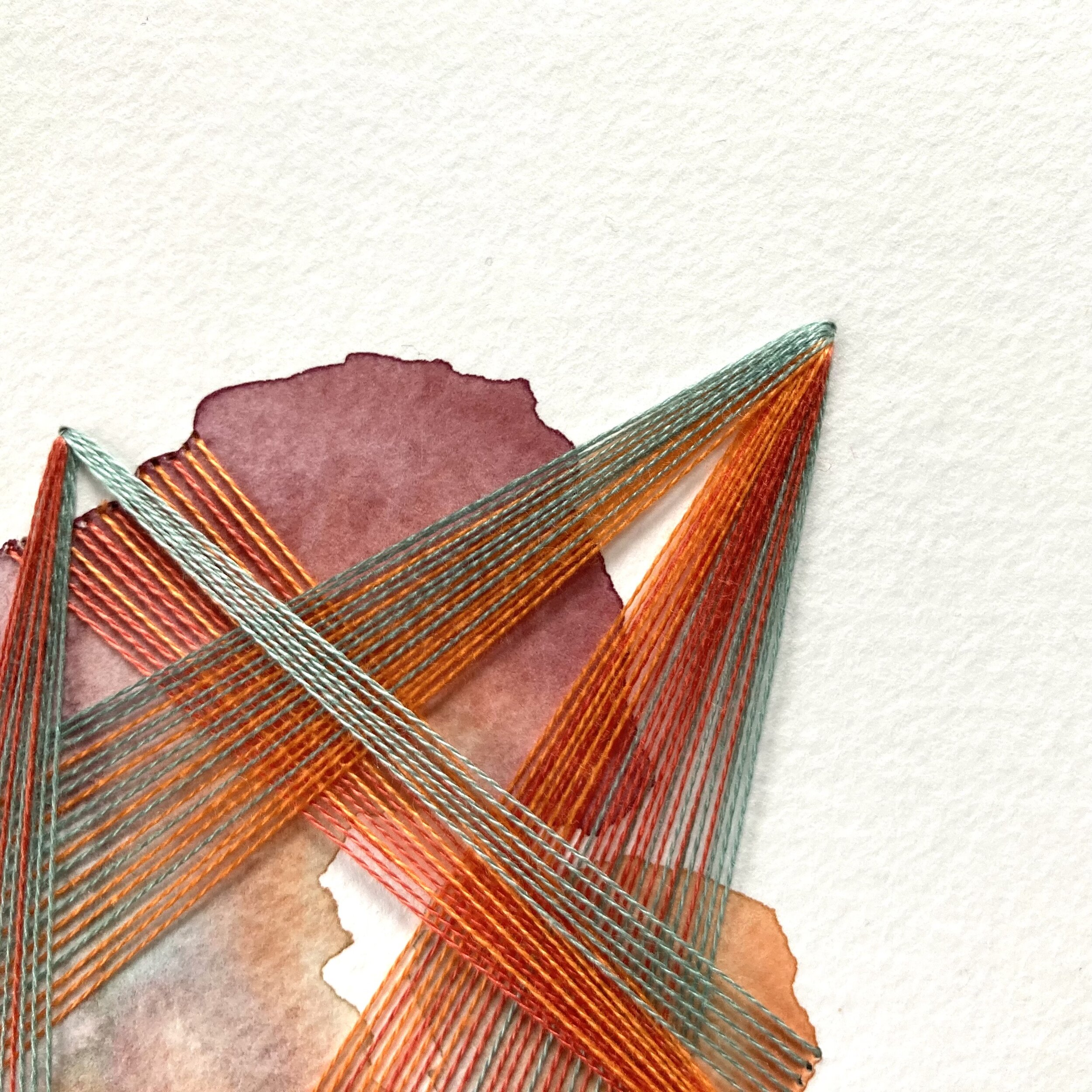 Watercolor and Embroidery in Flame--detail 1