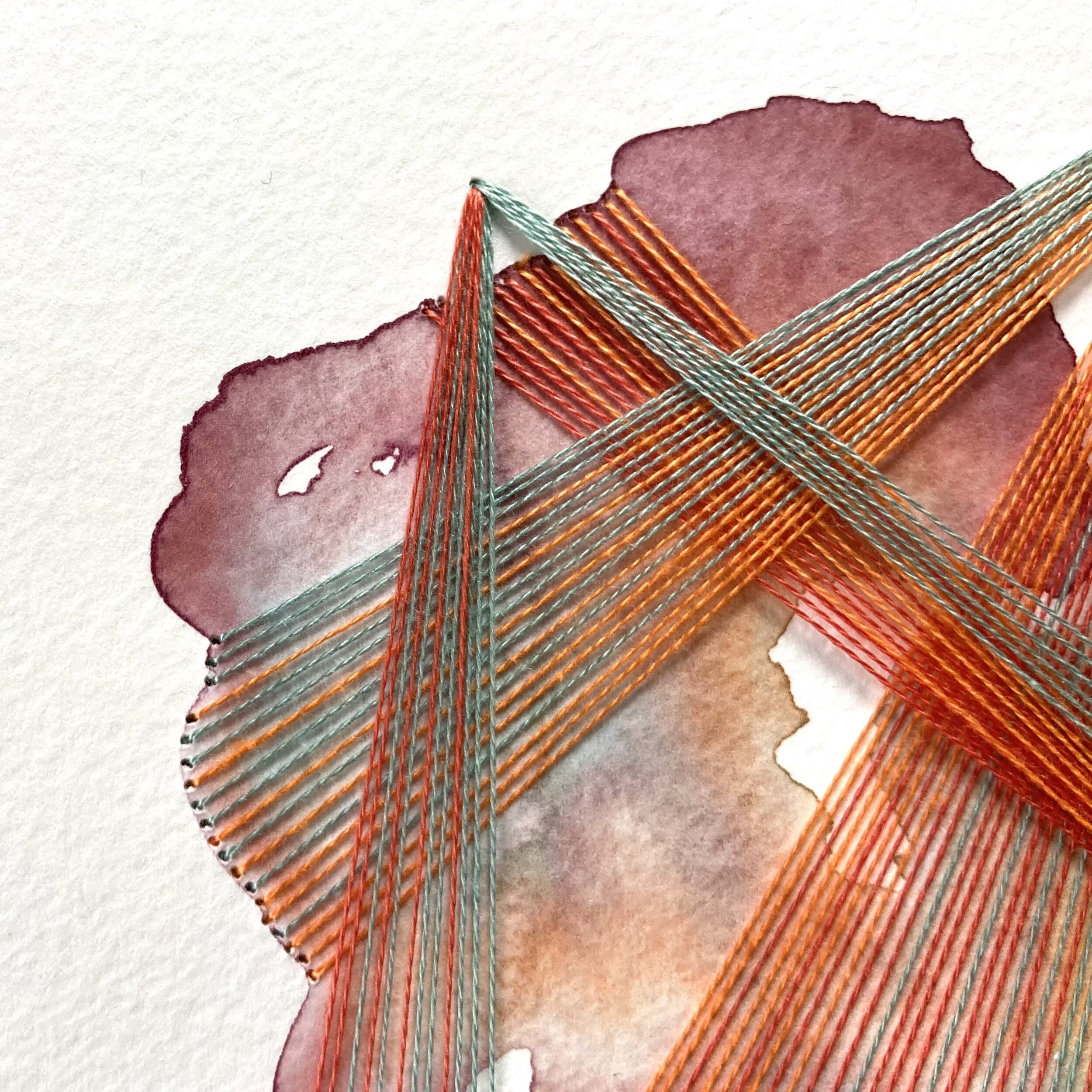 Watercolor and Embroidery in Flame--detail 2