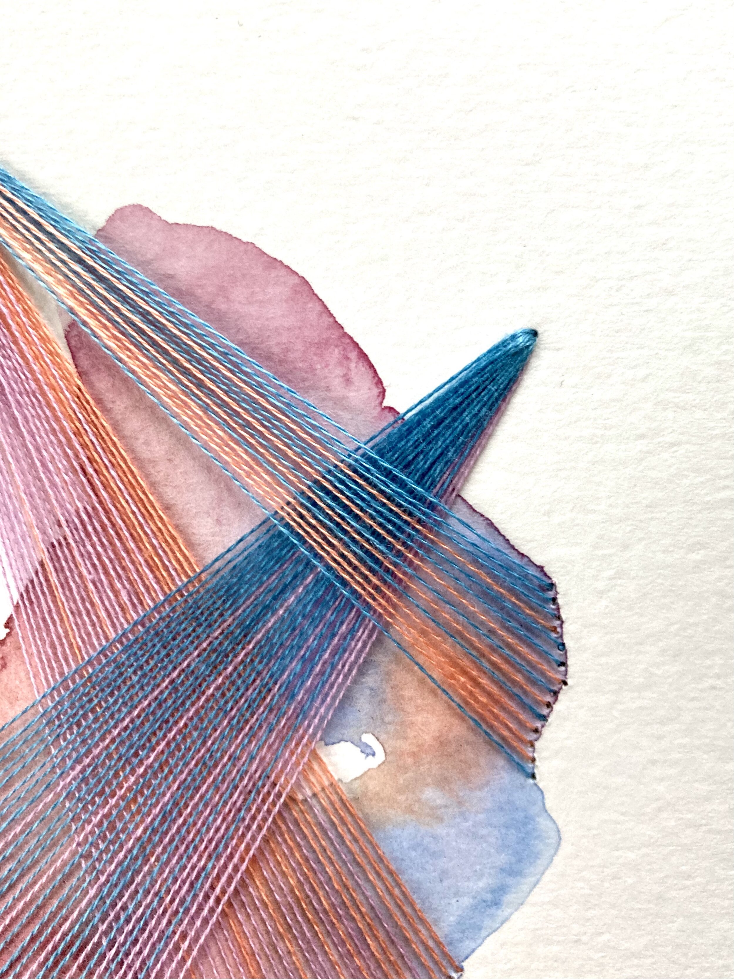 Watercolor and Embroidery in Cotton Candy Sky--detail 1