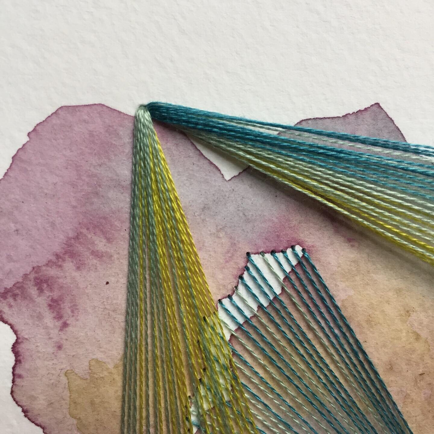 Watercolor and Embroidery in Daphne--detail 2