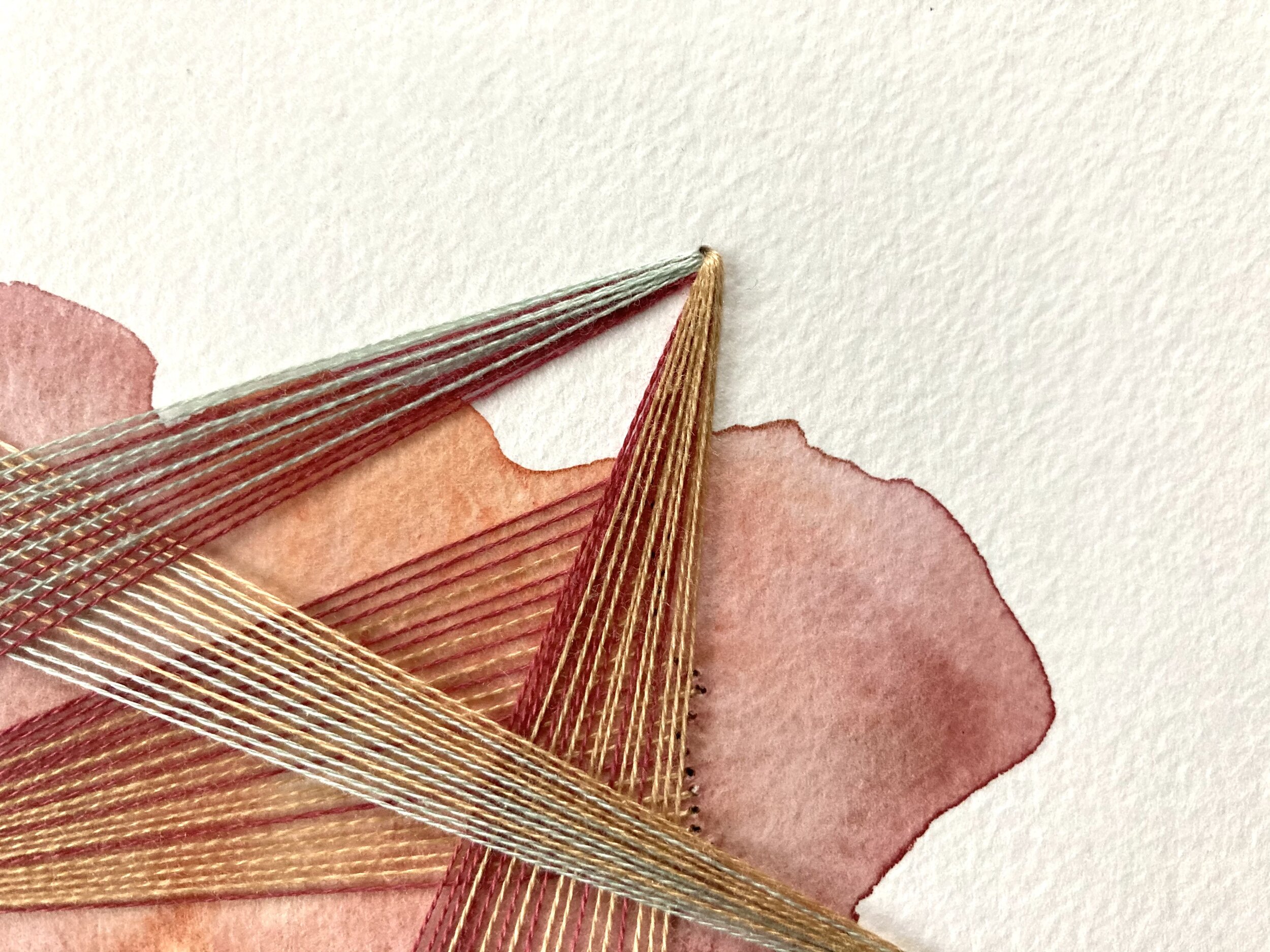 Watercolor and Embroidery in Terracotta--detail 1