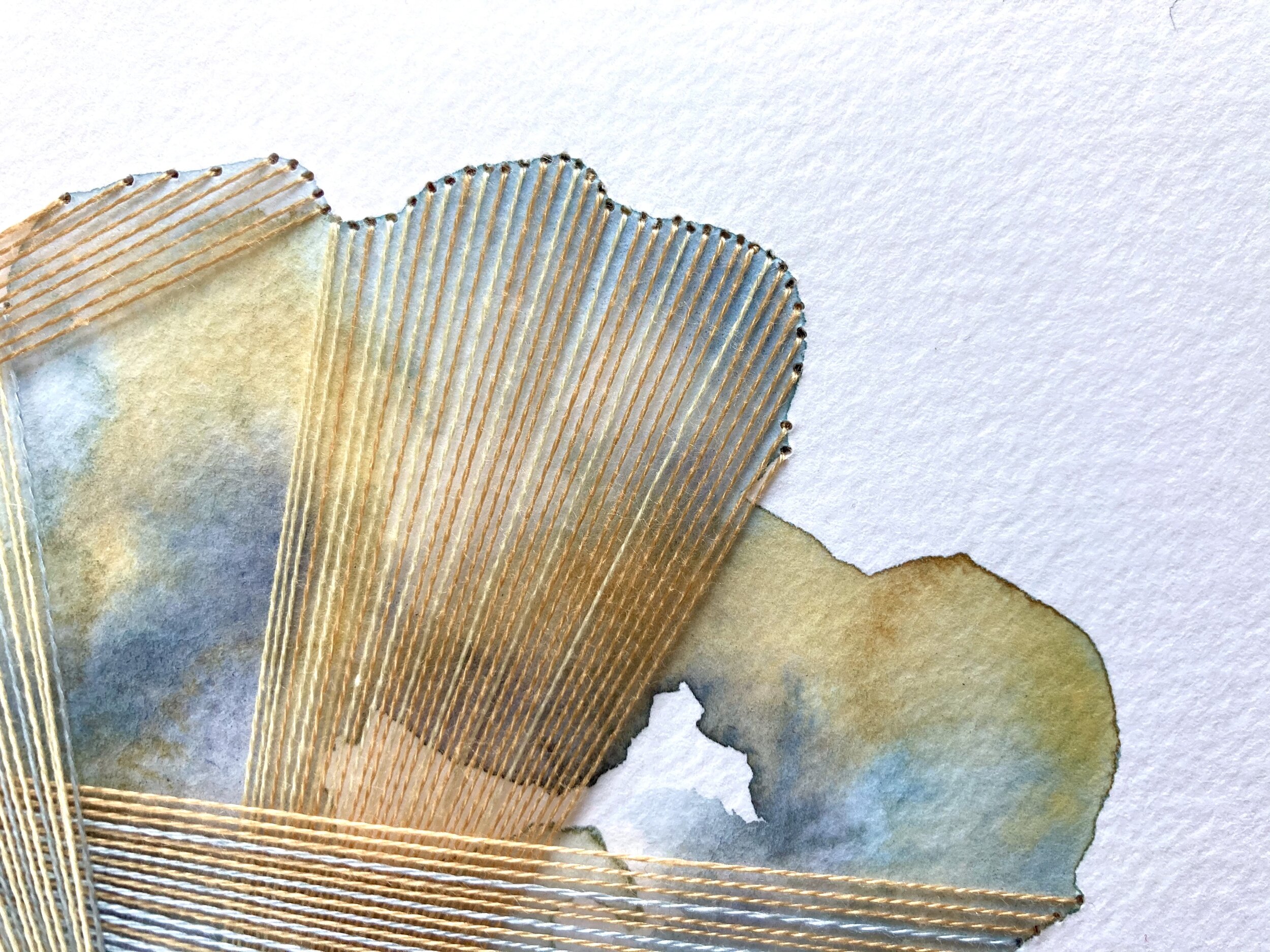Watercolor and Embroidery in Kansas Sky--detail 1