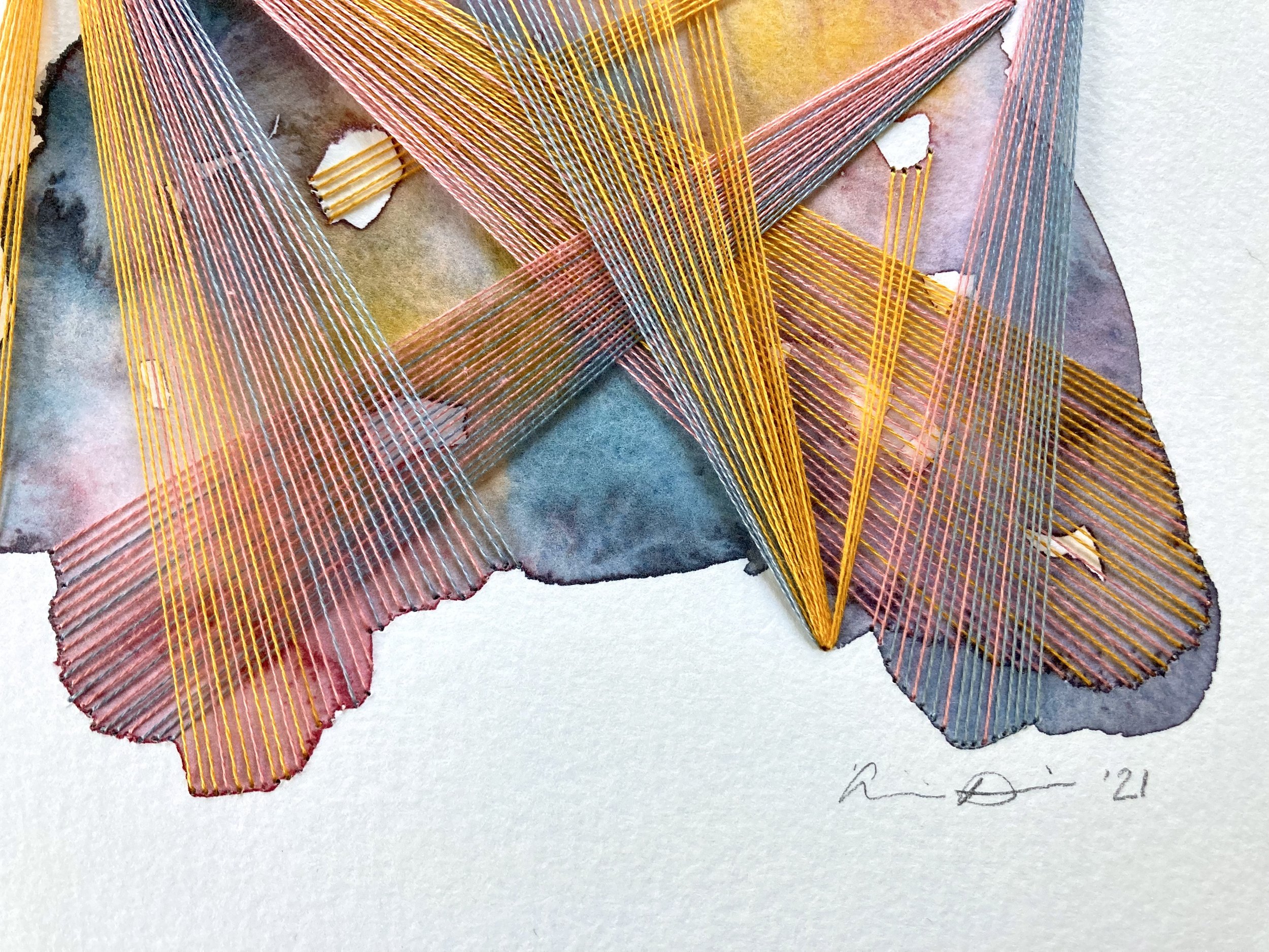 Watercolor and Embroidery in Dusk--detail 3