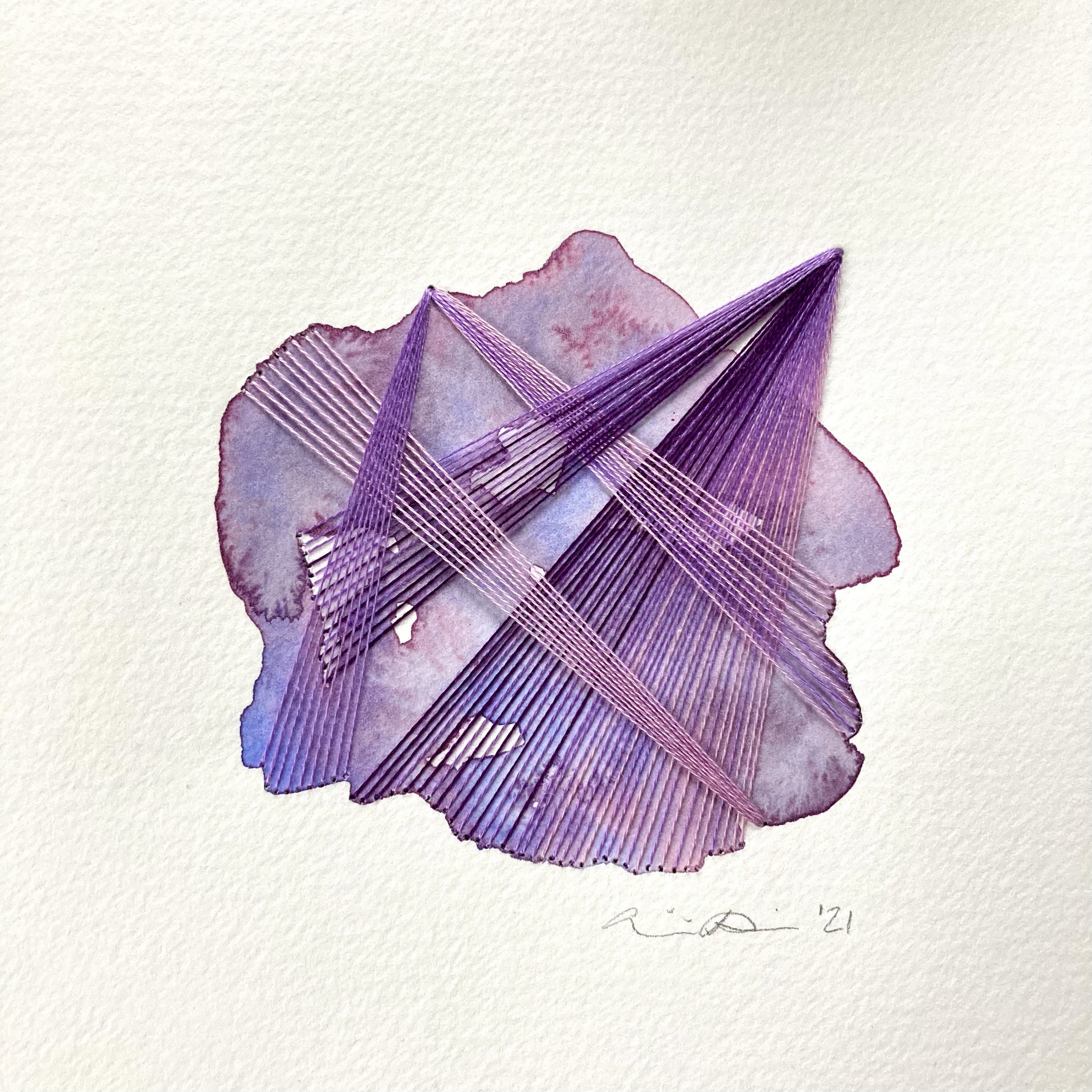 Watercolor and Embroidery in Amethyst II
