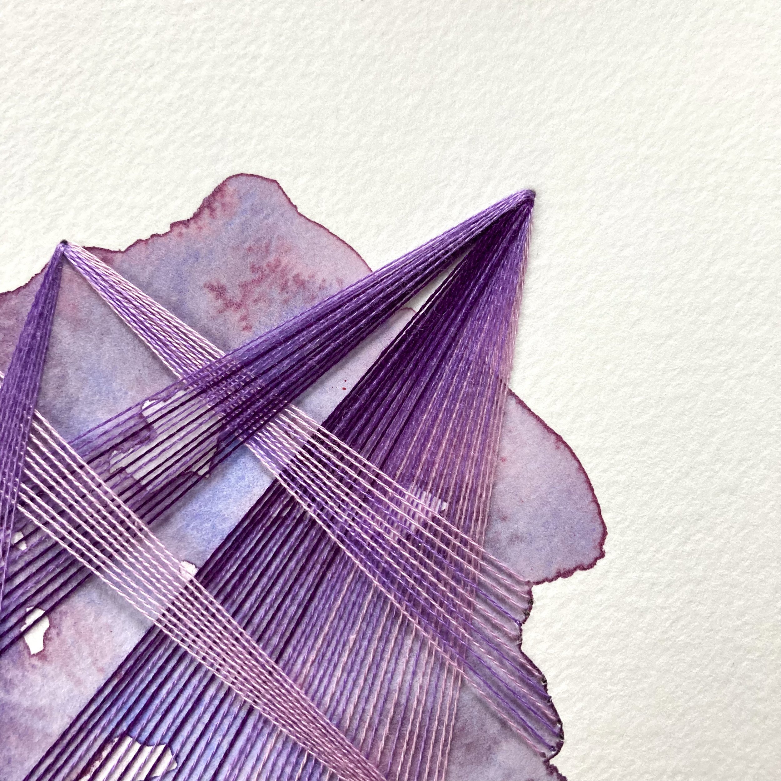 Watercolor and Embroidery in Amethyst II--detail 1
