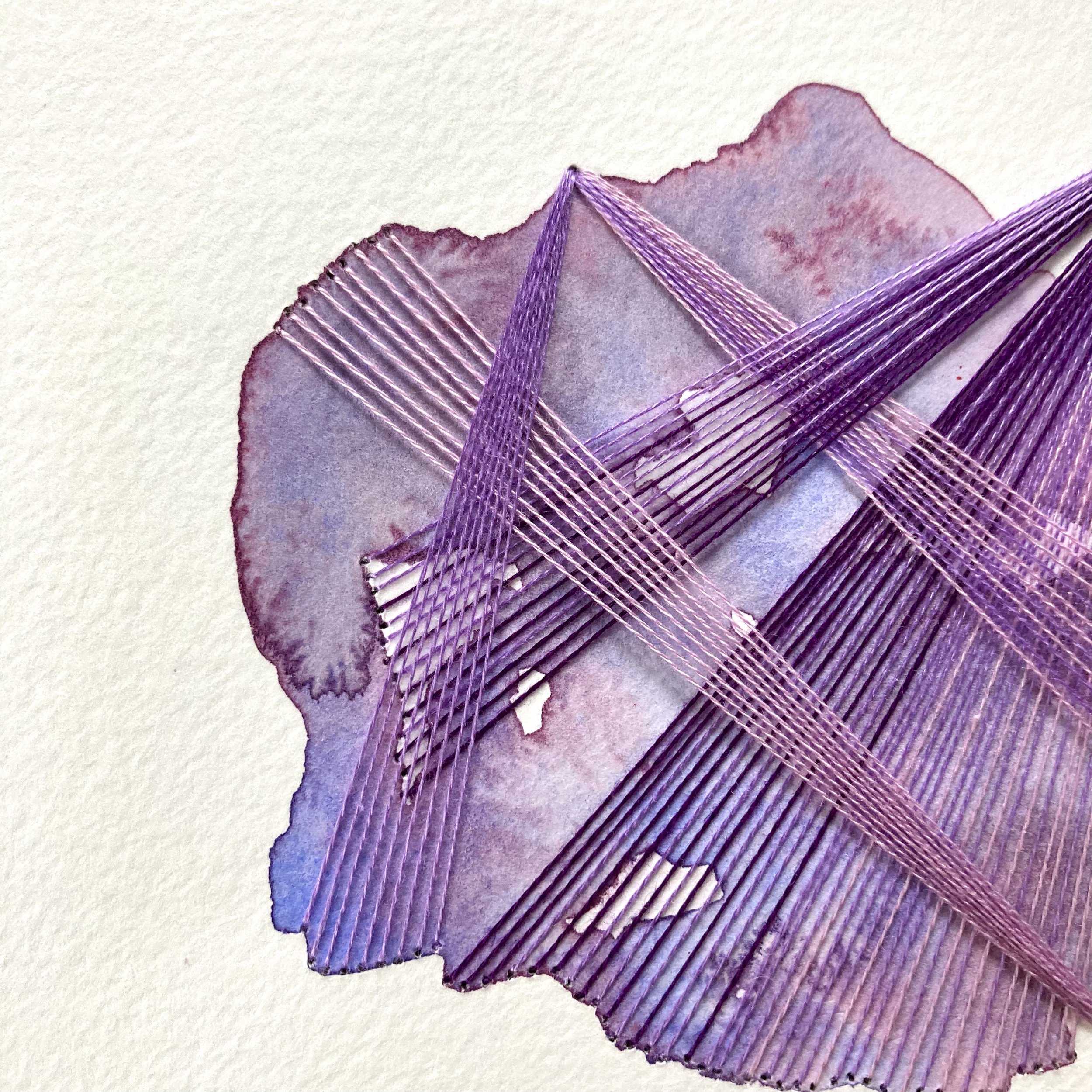 Watercolor and Embroidery in Amethyst II--detail 2