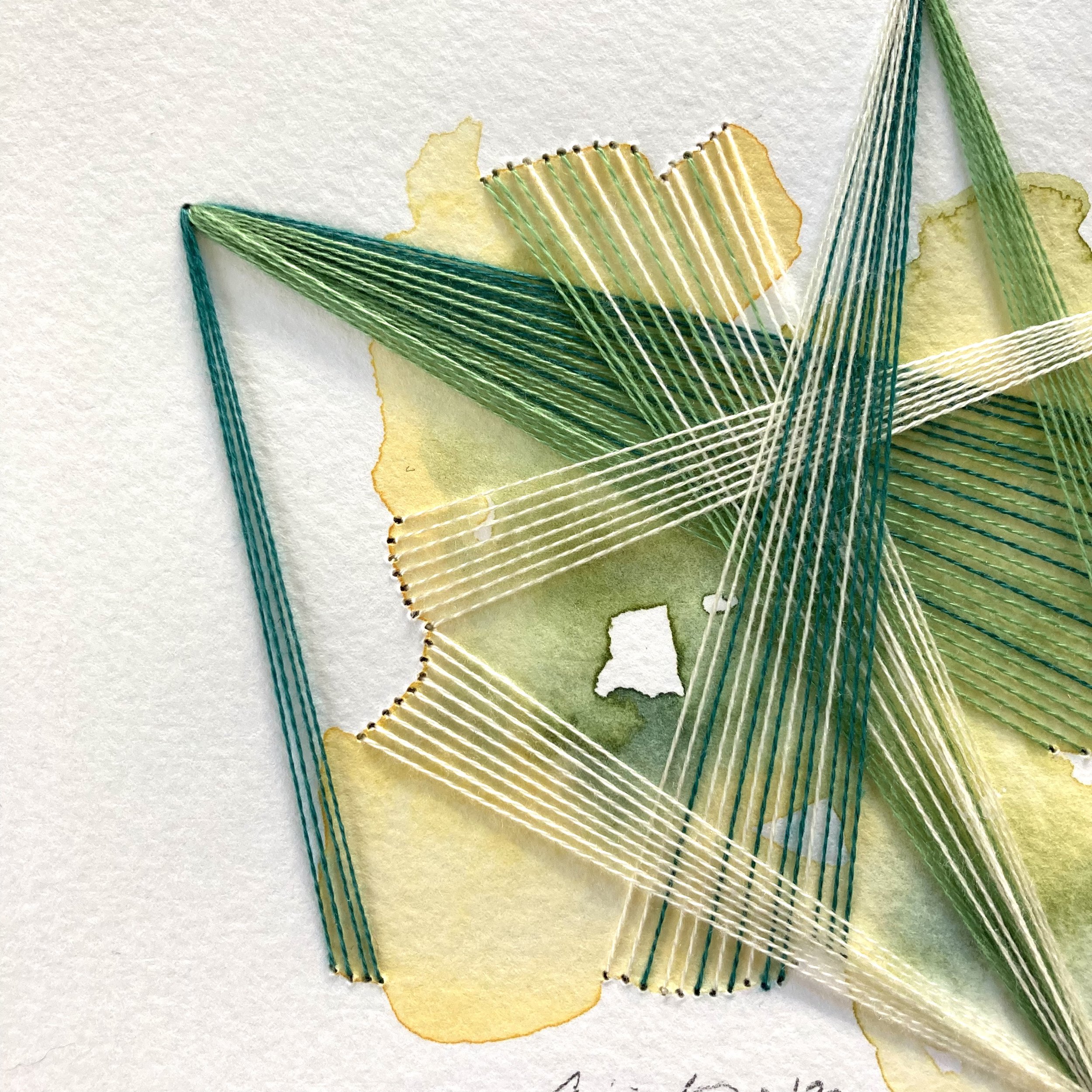 Watercolor and Embroidery in Verdant--detail 2