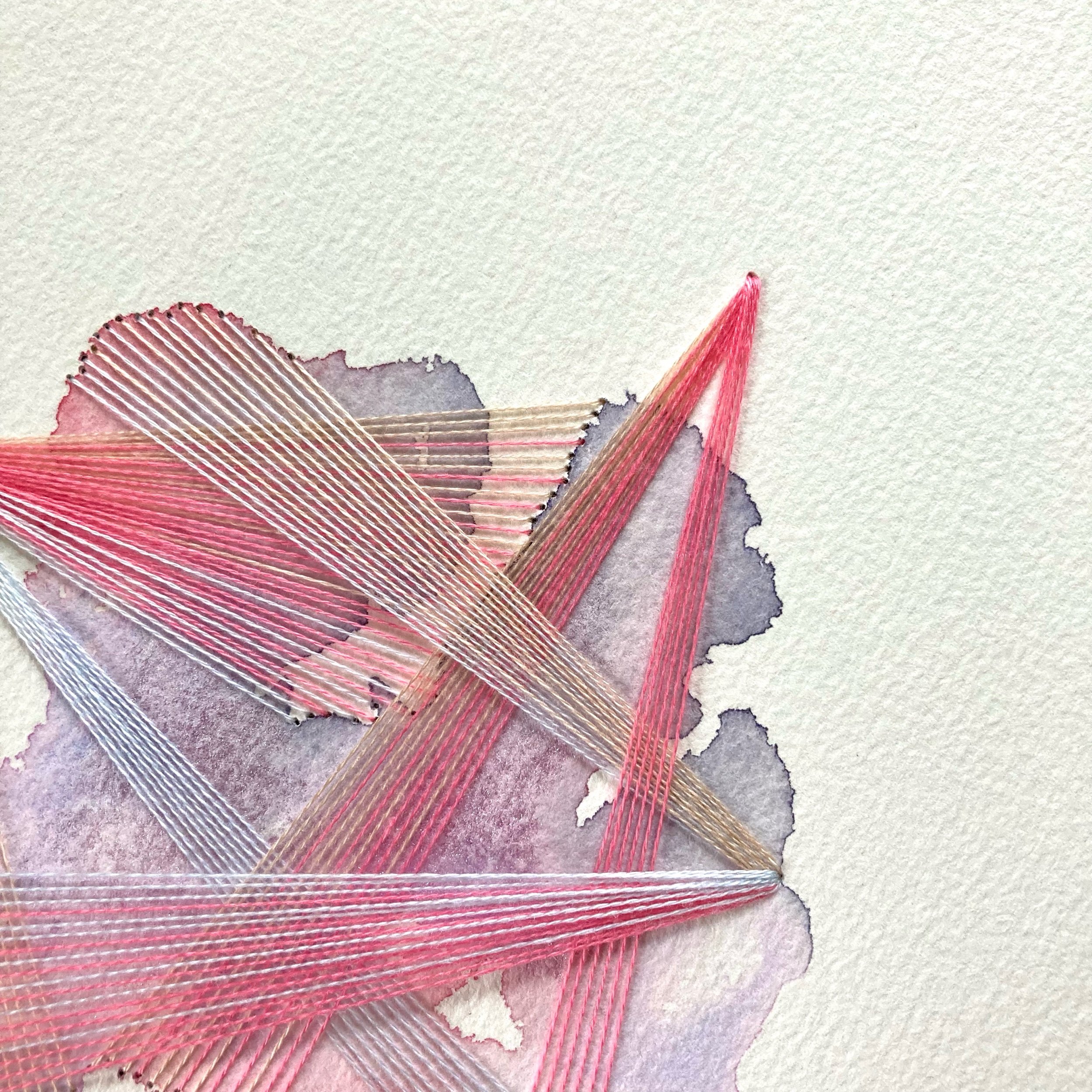 Watercolor and Embroidery in Love Song—detail 1