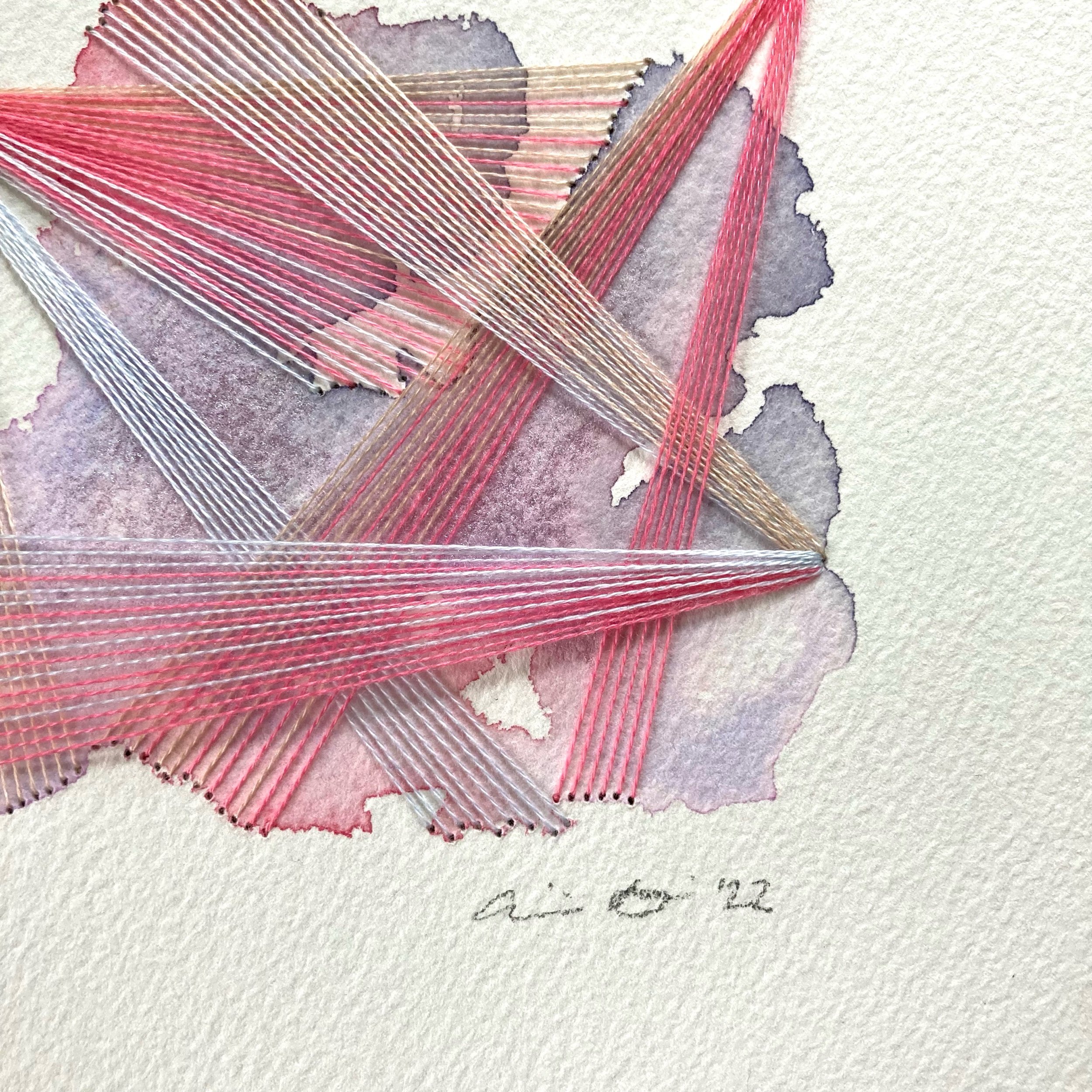 Watercolor and Embroidery in Love Song—detail 3