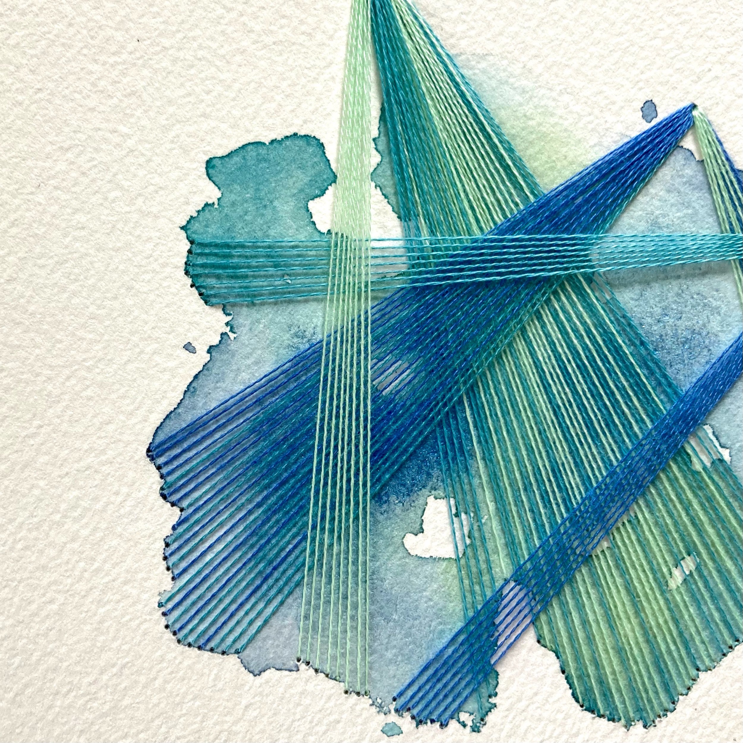 Watercolor and Embroidery in Lazuli--detail 2