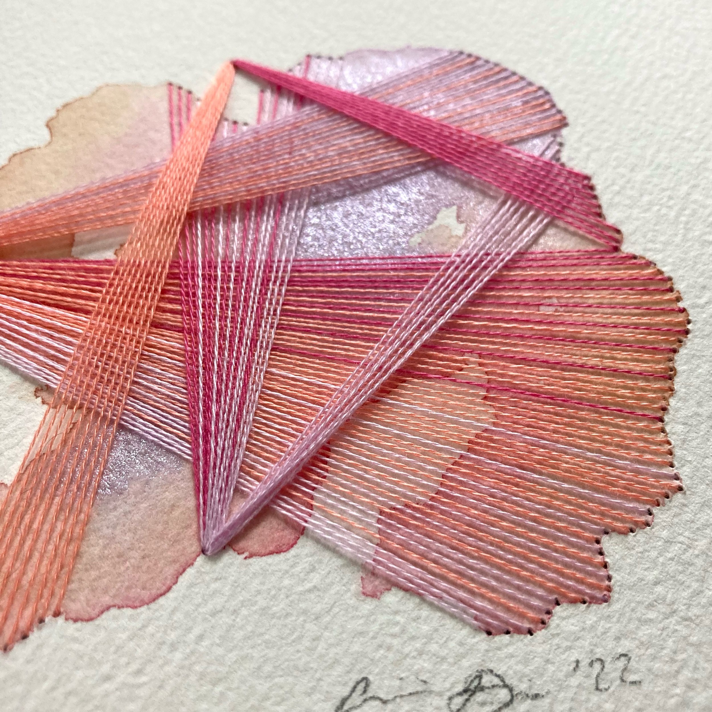 Watercolor and Embroidery in Taffy--detail 4