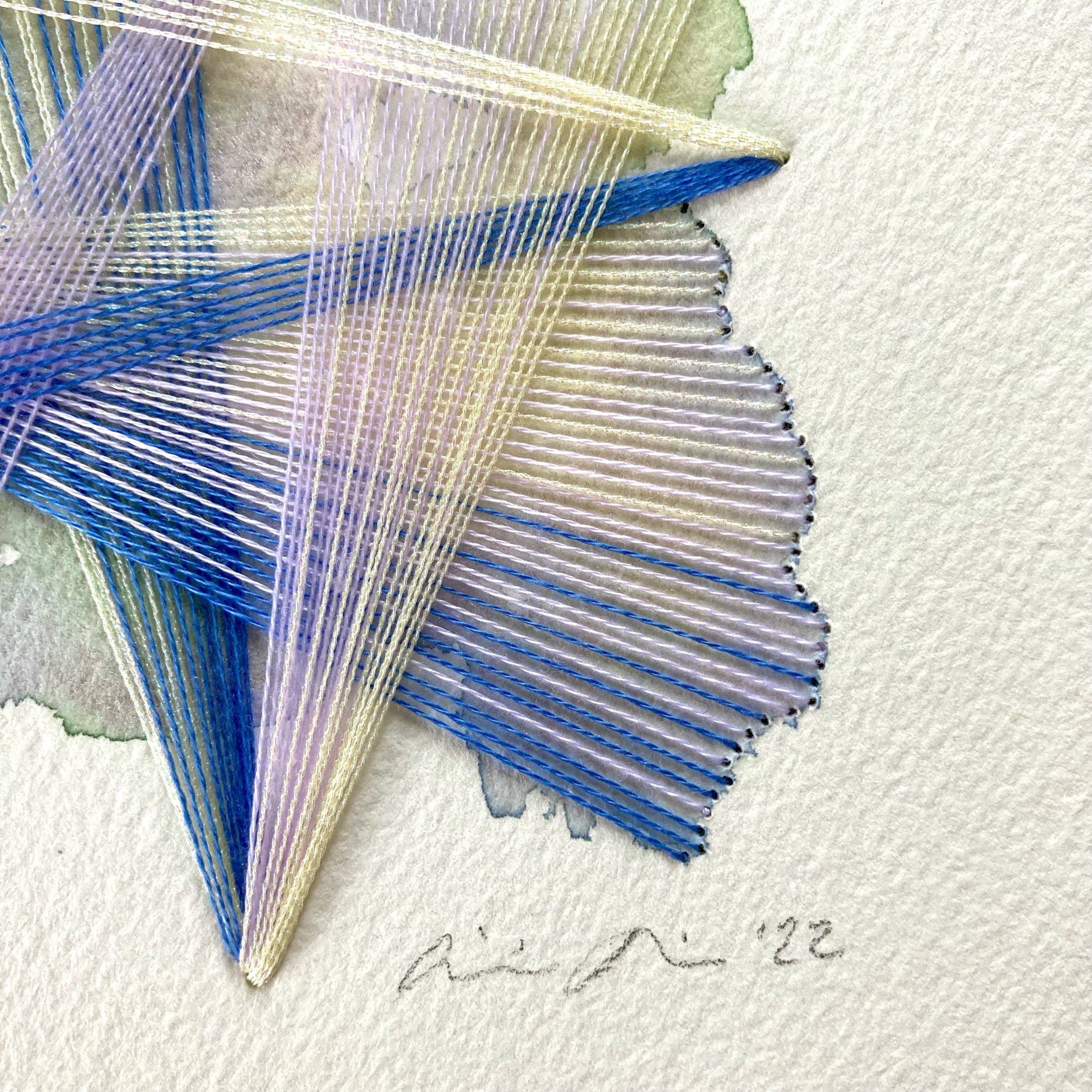 Watercolor and Embroidery in Iris--detail 4