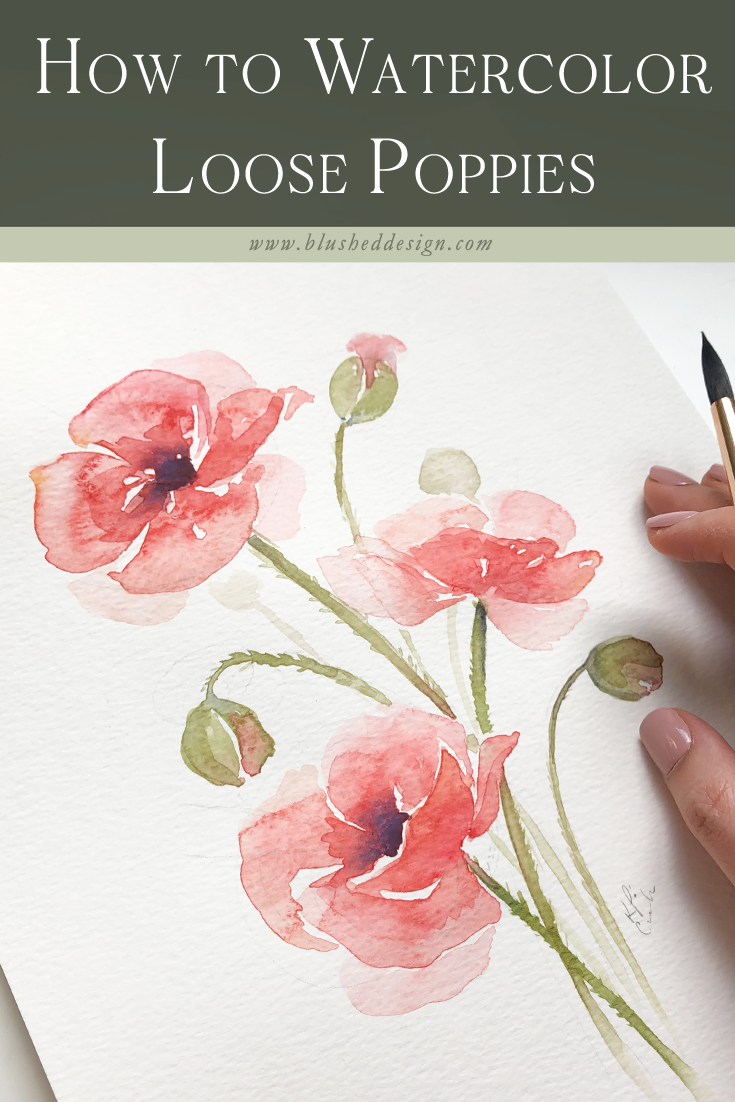 Loose Watercolor Poppy Tutorial Blushed Design