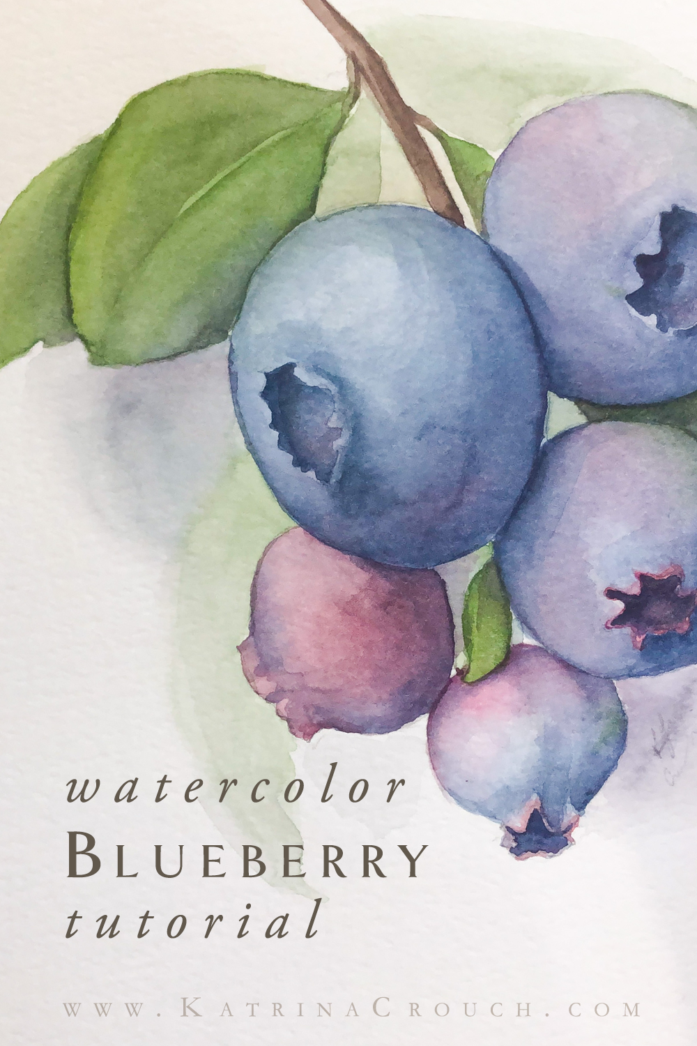 Realistic Watercolor Blueberry Painting for Beginners — Katrina Crouch Art, image size:1000x1500