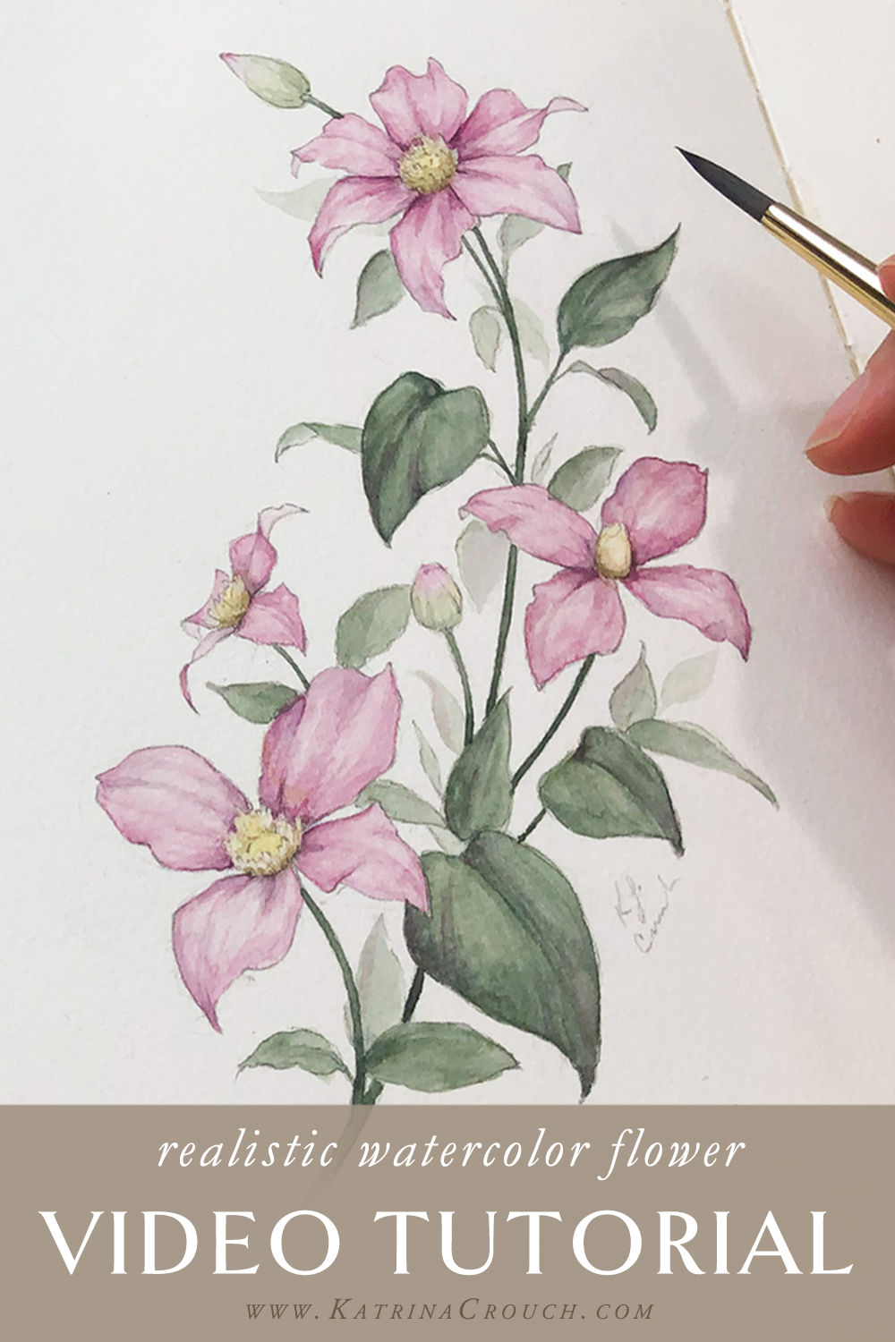 Realistic Watercolor Flower Drawing and Painting Tutorial