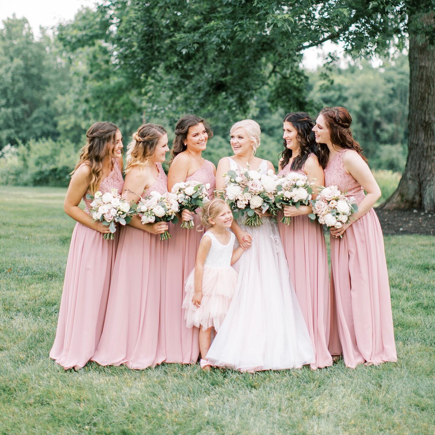 Stephanie and her maids on the beautiful grounds at Mustard Seed Gardens. This was such a special day!! 💕 Photo magic by @samireneephotography