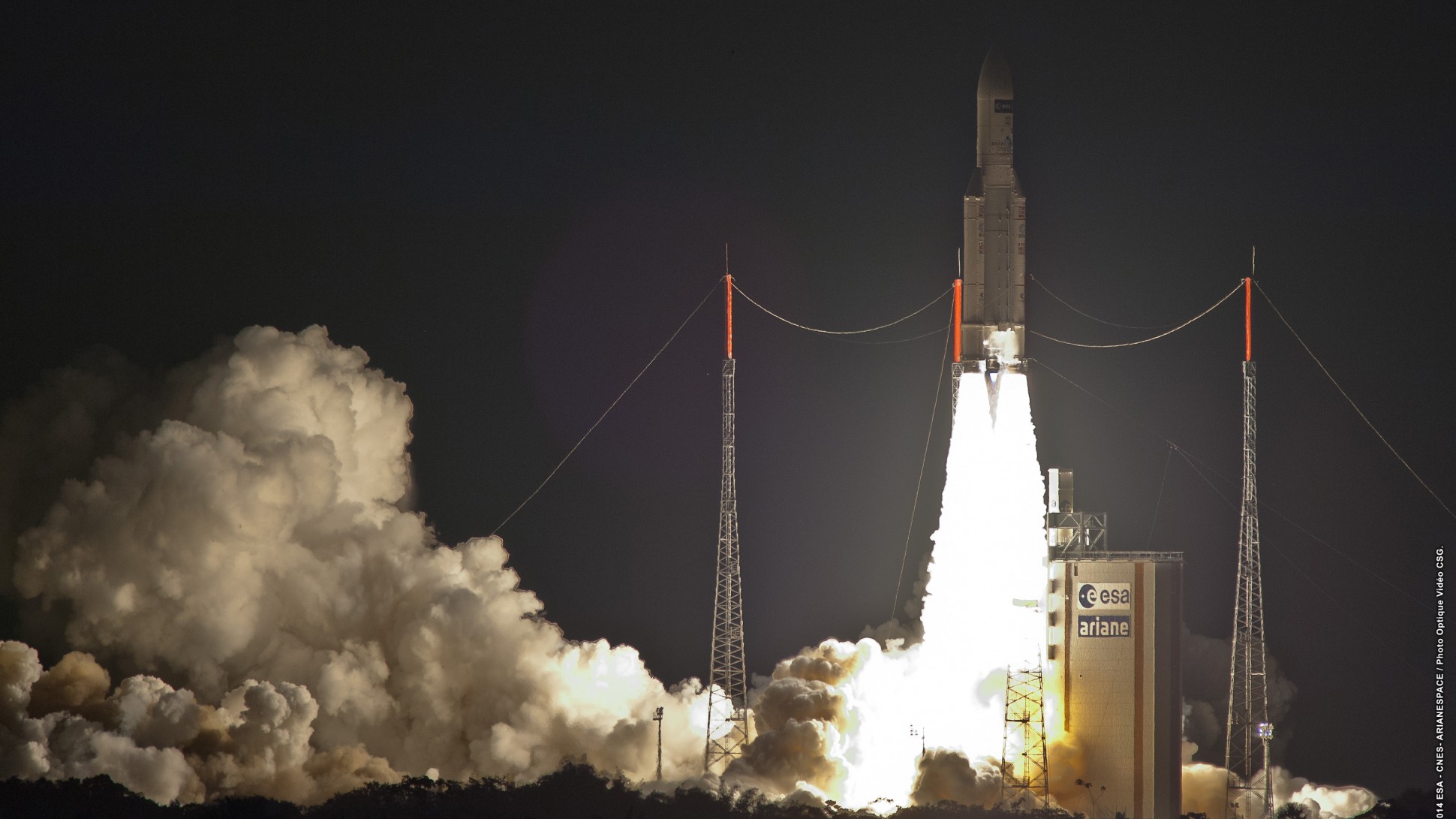  An Ariane V rocket lifts the ATV spaceward. Photo Credit: Arianespace 