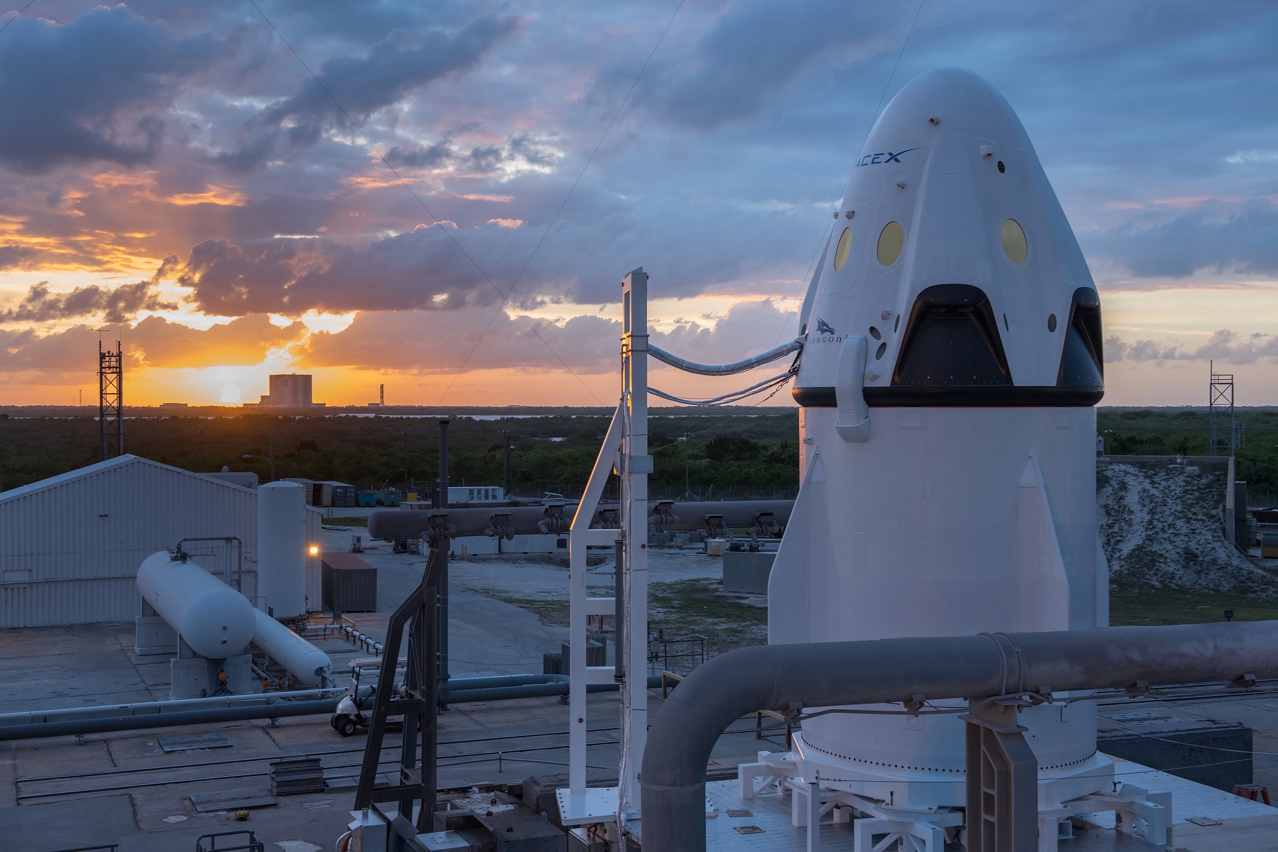  The Pad Abort Crew Dragon the morning of the test on May 6, 2015. Photo Credit: SpaceX 