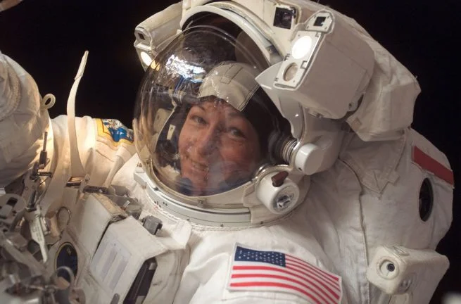 Peggy Whitson on her previous spacewalk during Expedition 16 in January 2008. Photo Credit: NASA