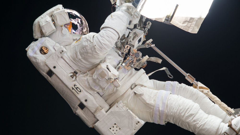  Joe Acaba works on the robotic Canadarm2 during U.S. EVA-46. Credit: NASA 