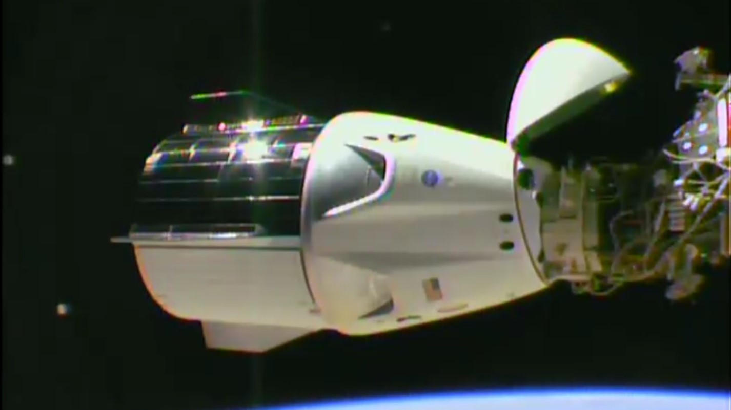 Crew Dragon Demo-1 firmly docked to the International Space Station. Credit: NASA