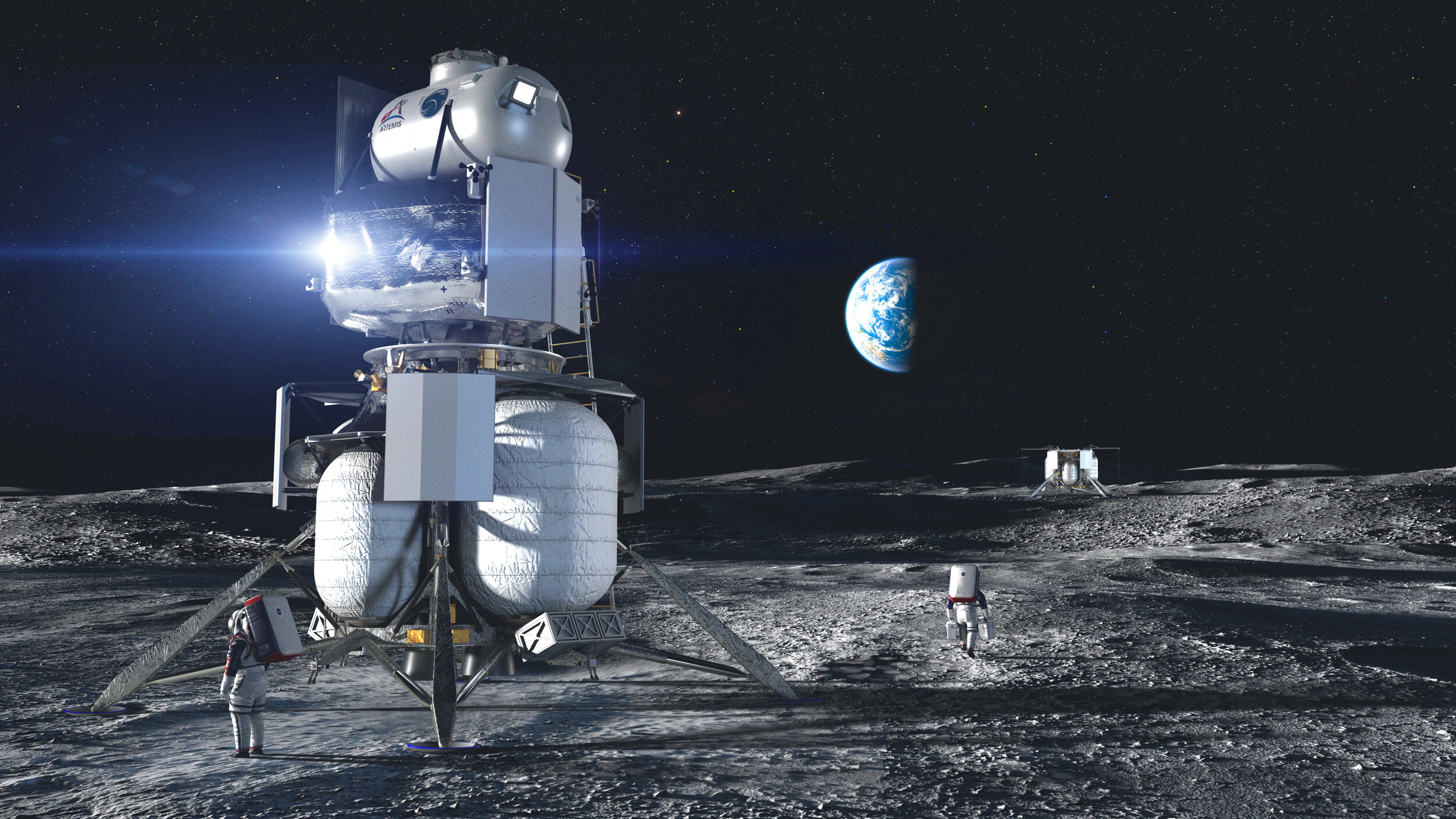  Blue Origin’s lunar lander concept as seen landed on the Moon. Credit: Blue Origin 