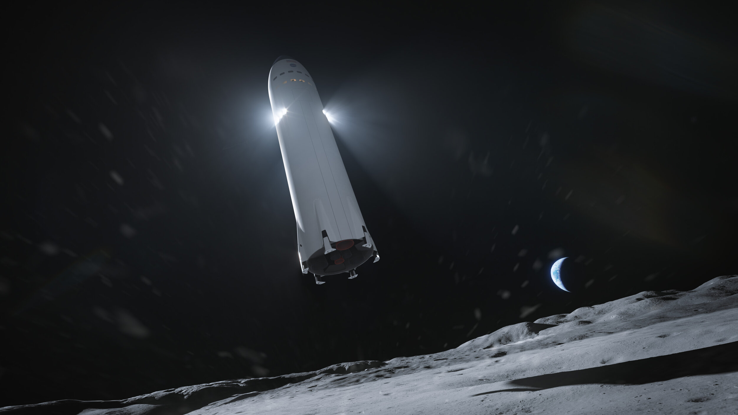  An illustration of Starship landing on the Moon. Credit: SpaceX 