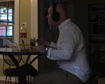 Wireless headphones make eating alone less unpleasant.