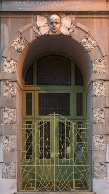  Art Nouveau entrance to Language School, New Town. 