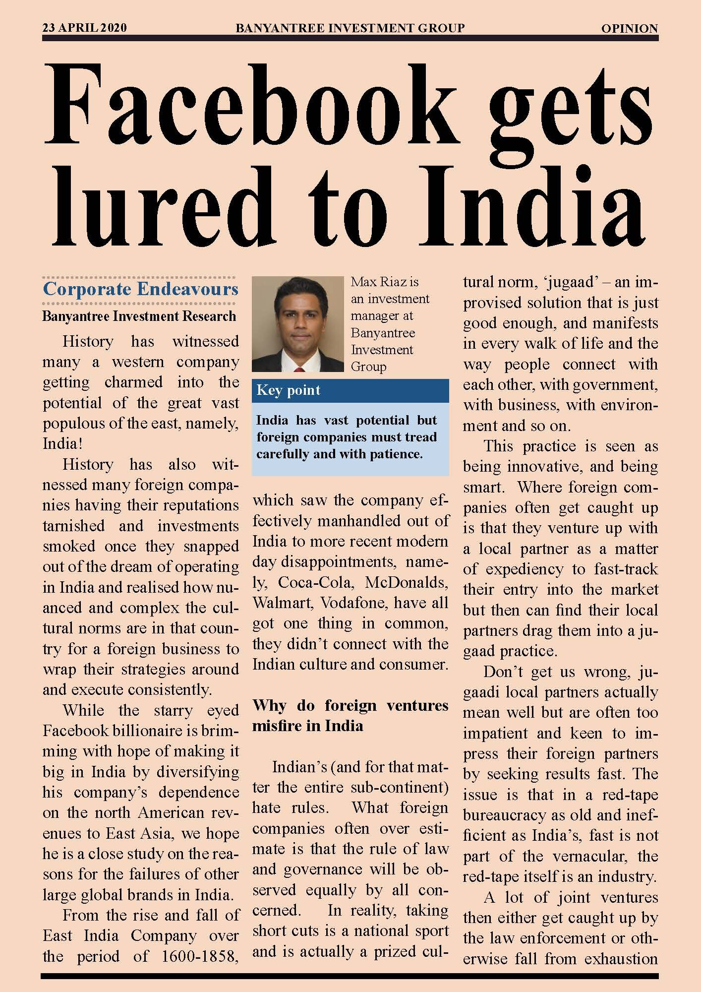 Newspaper Article - Facebook gets lured to India_Page_1.jpg